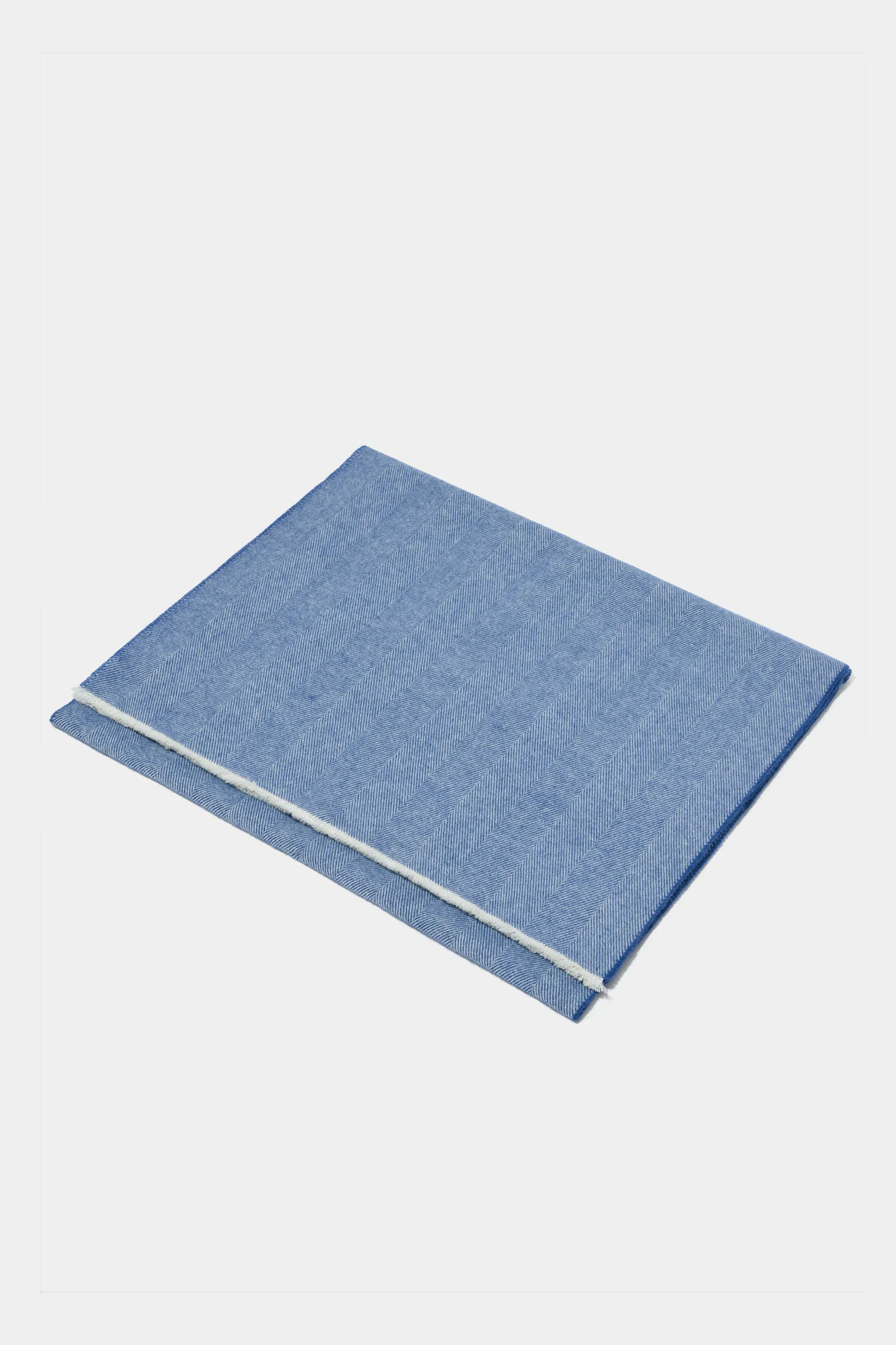 Avio blue herringbone scarf - Made in Italy - Image 4
