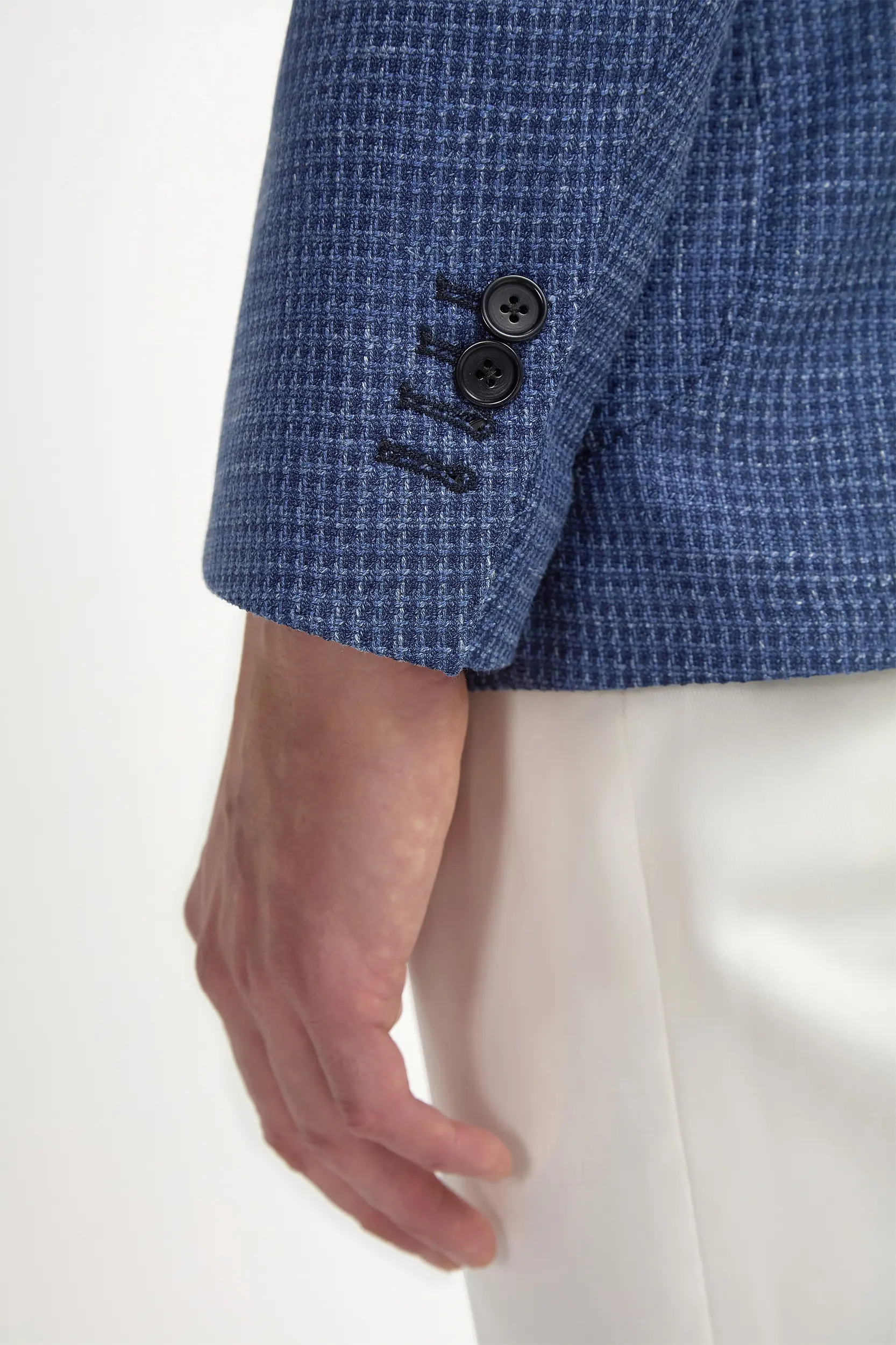 Avio blue houndstooth jacket - Made in Italy - Image 2