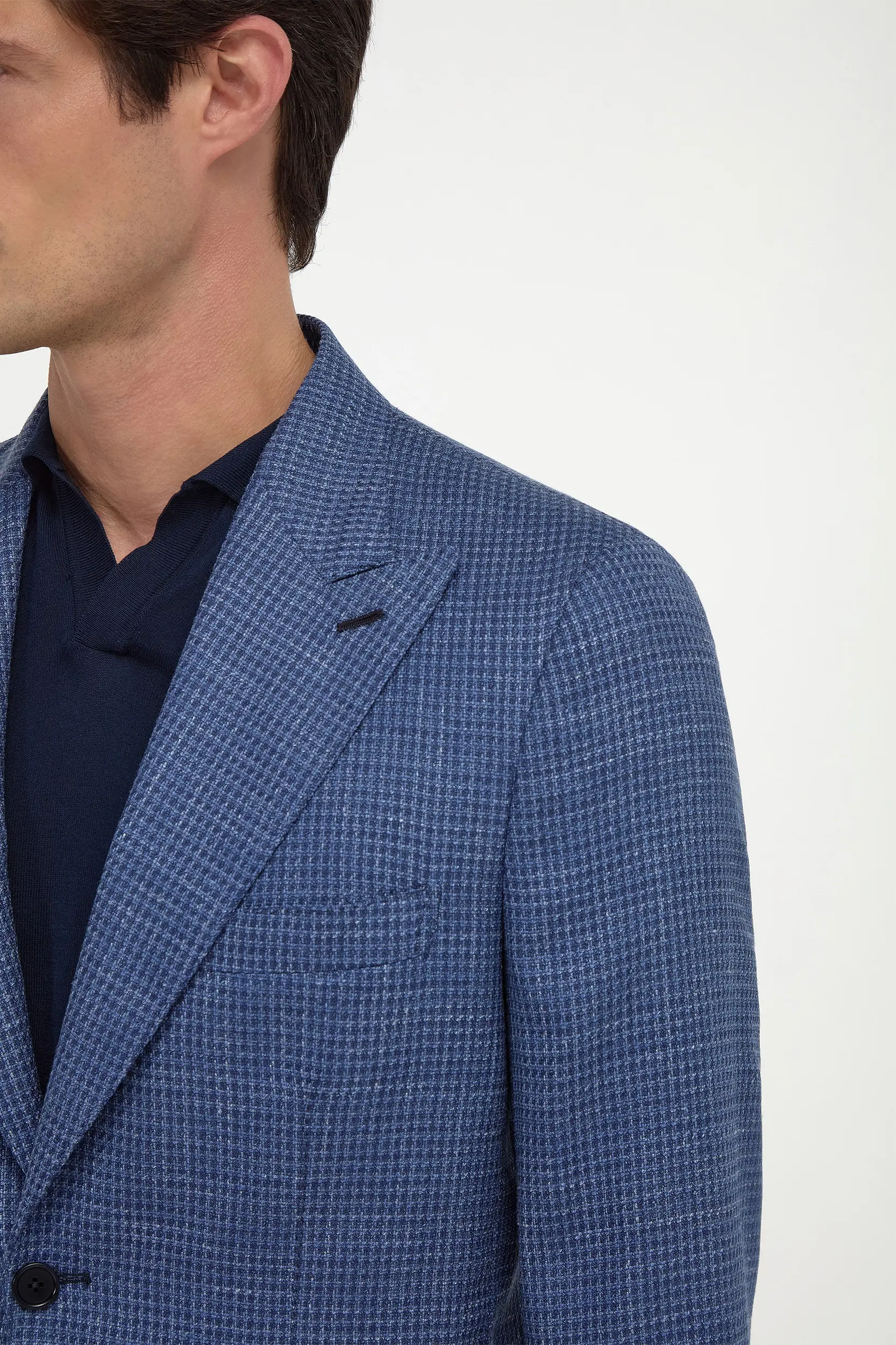 Avio blue houndstooth jacket - Made in Italy - Image 4