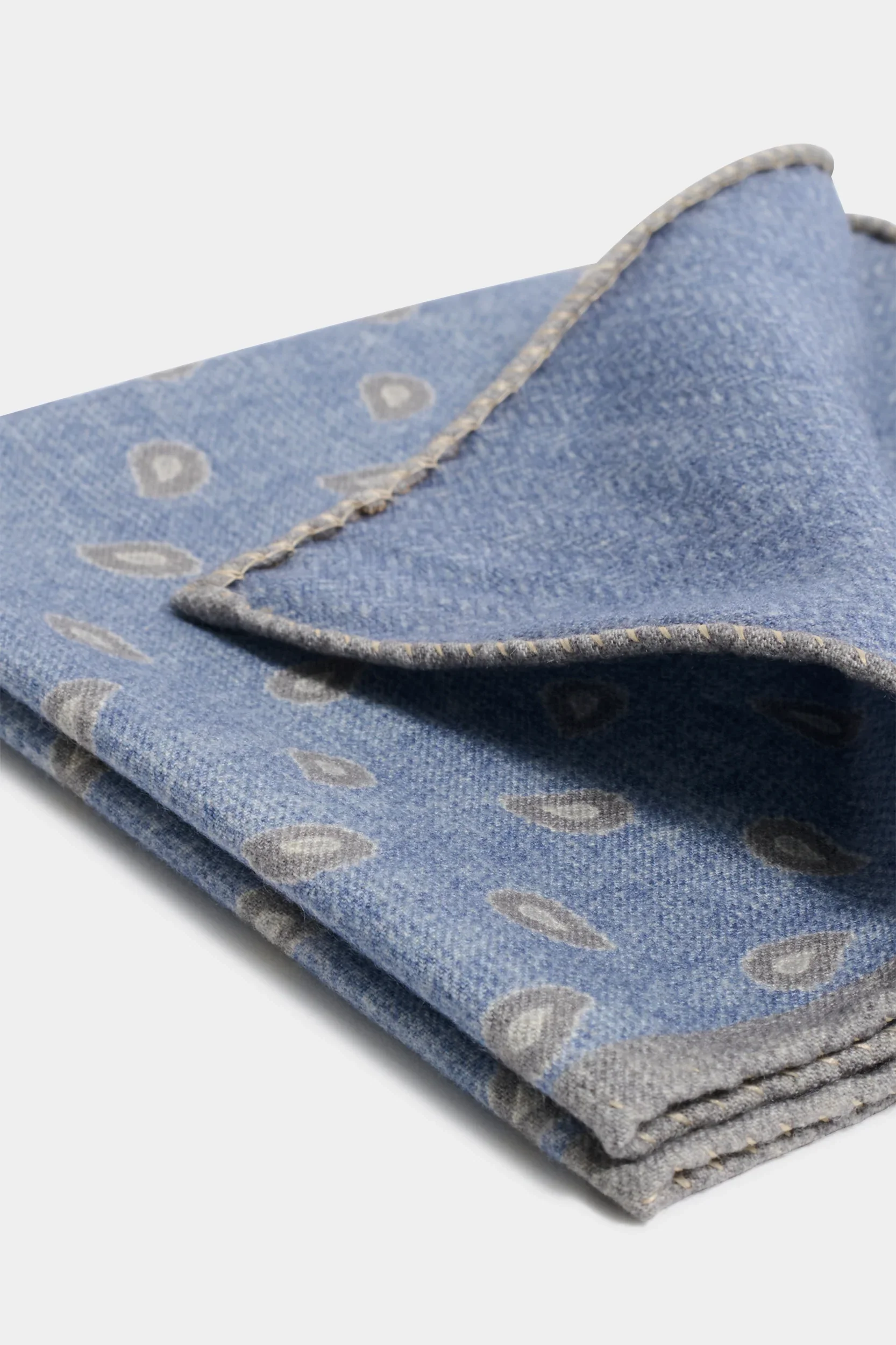 Avio blue paisley pocket square - Made in Italy - Image 2