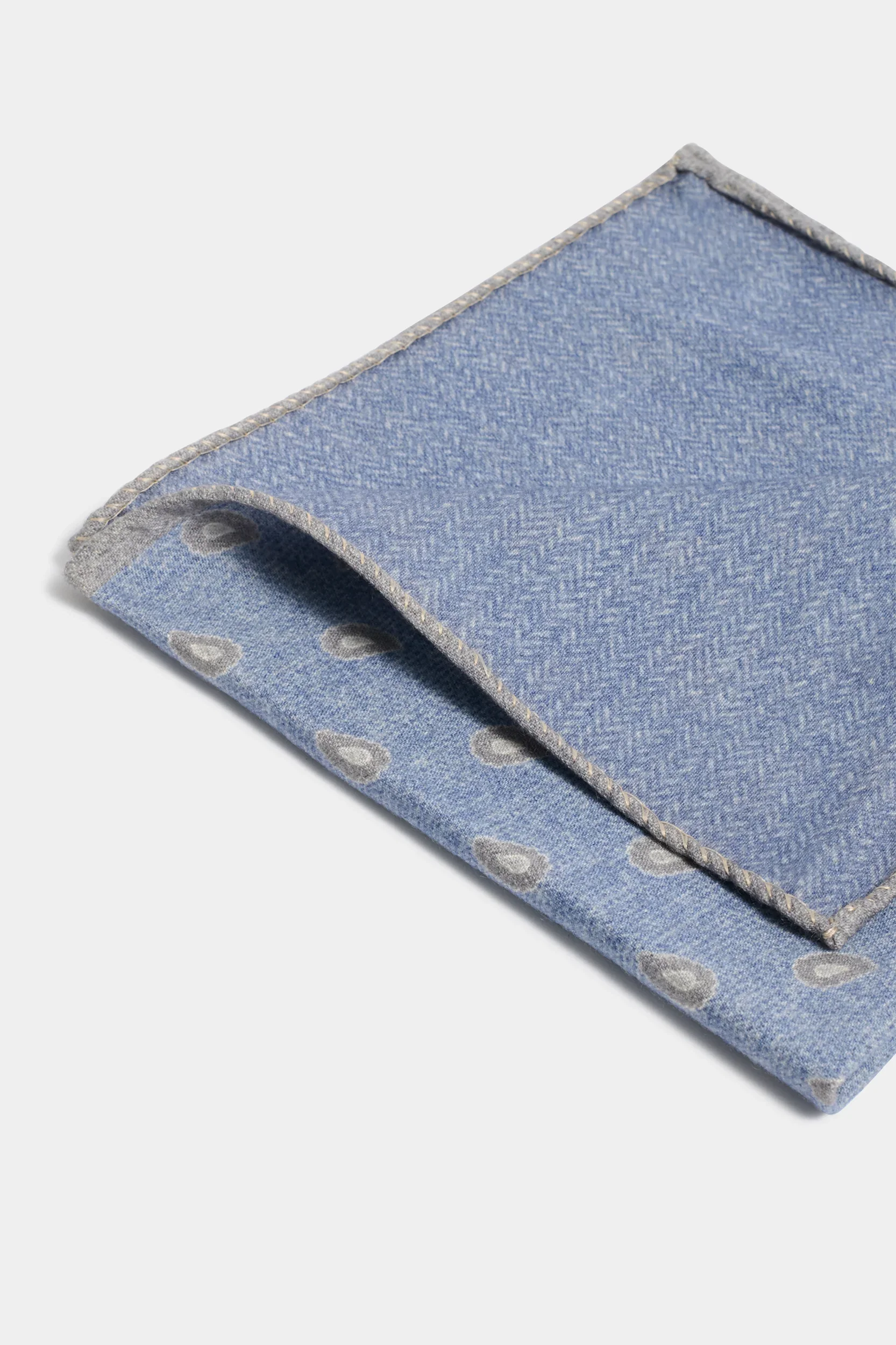 Avio blue paisley pocket square - Made in Italy - Image 3