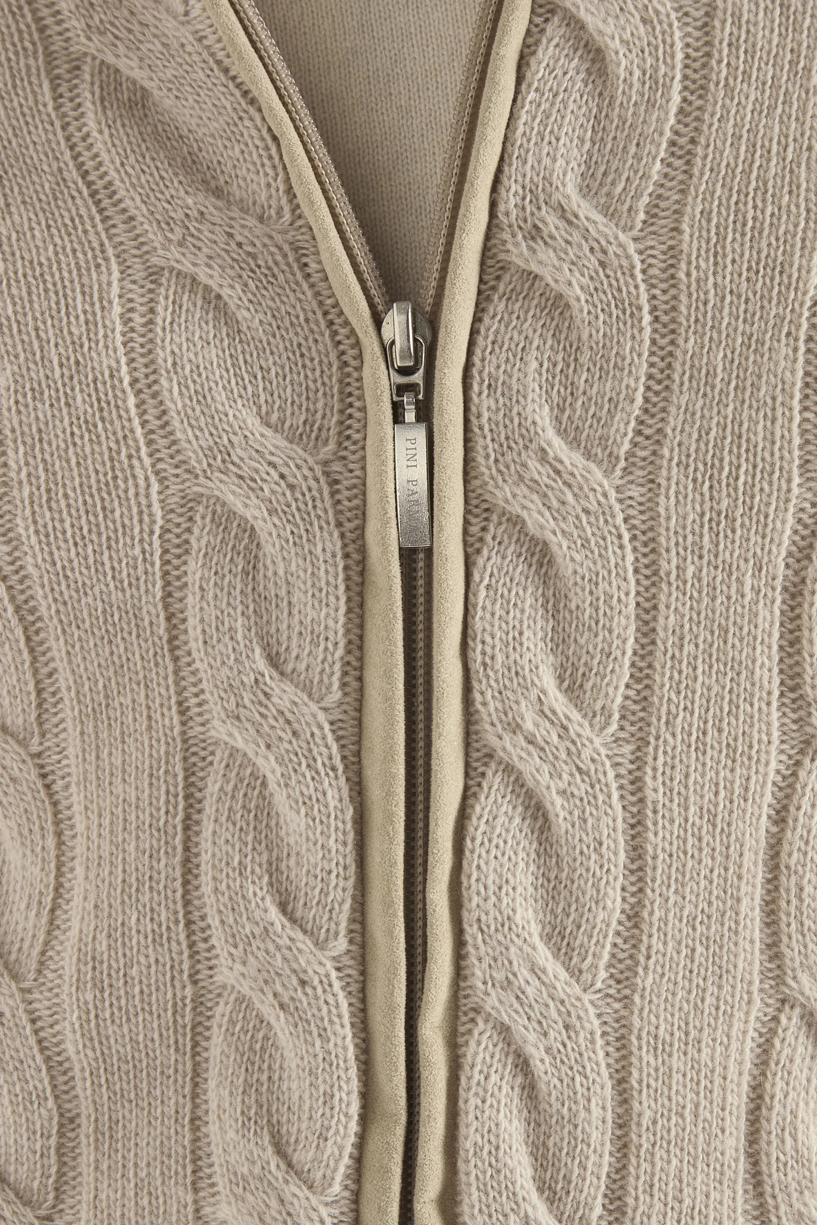 Beige cable knit cashmere blend full zip – Made in Italy - Image 2