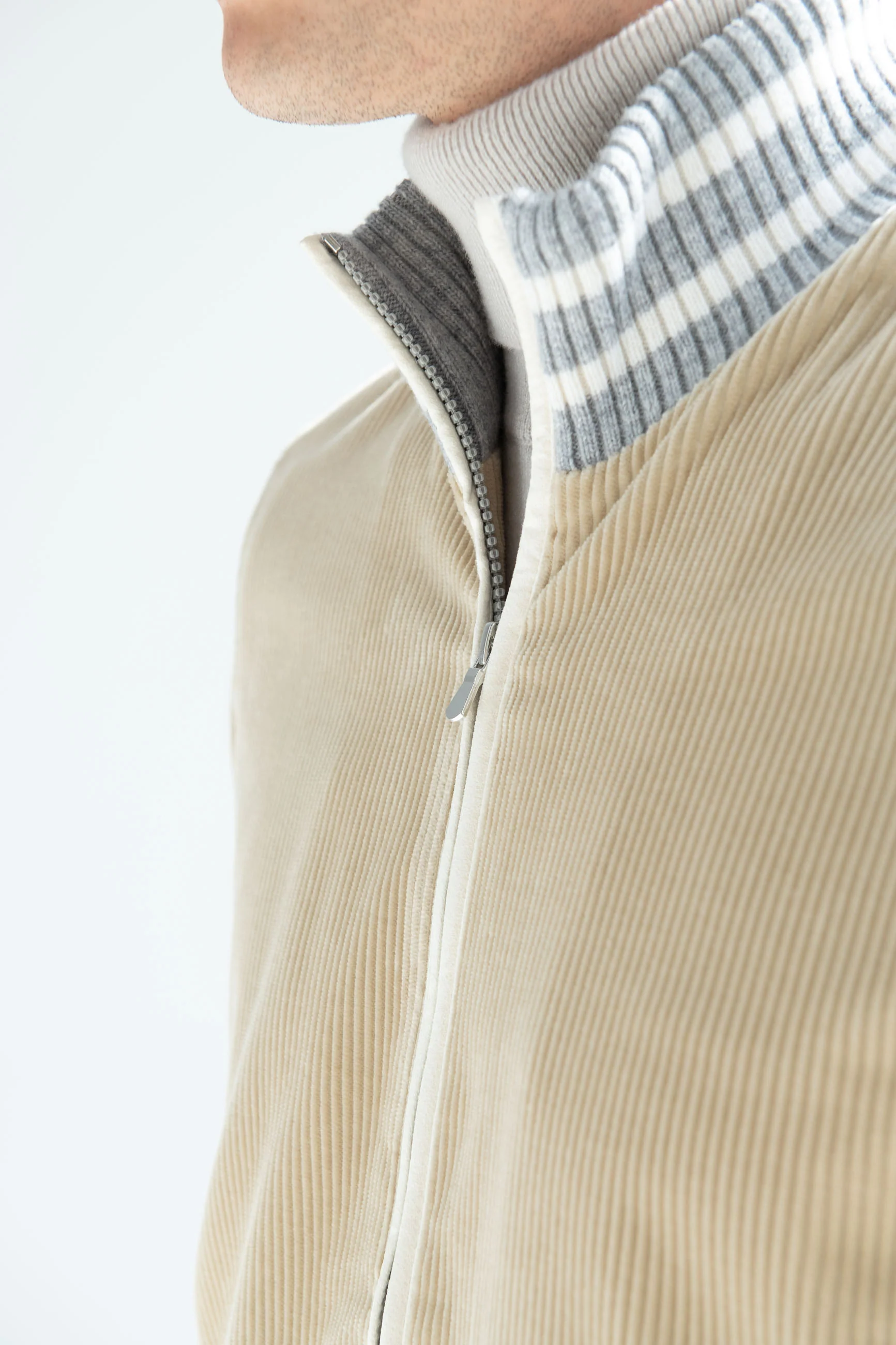 Beige corduroy college bomber - Made in Italy - Image 3