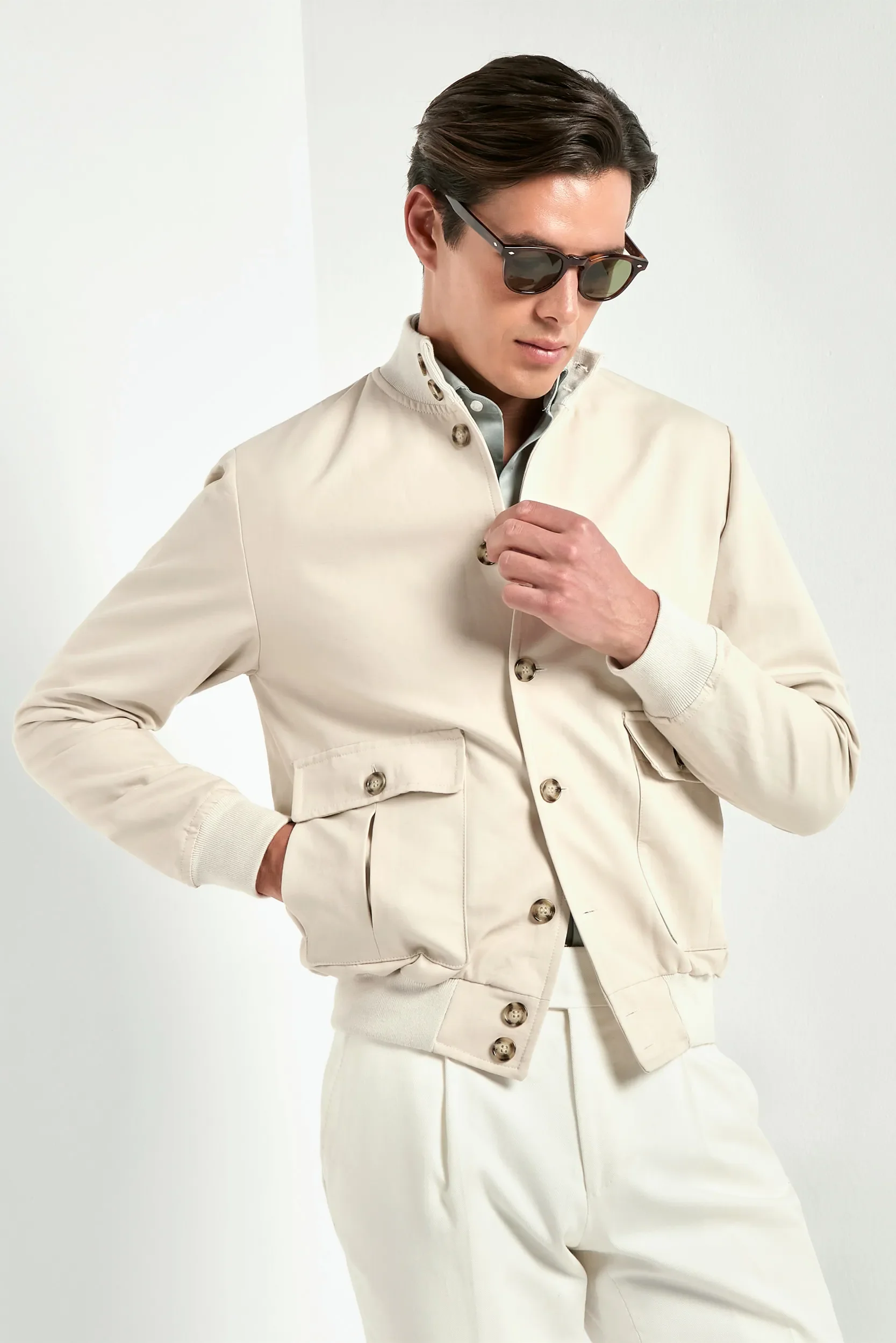 Beige cotton bomber - Made in Italy - Image 5