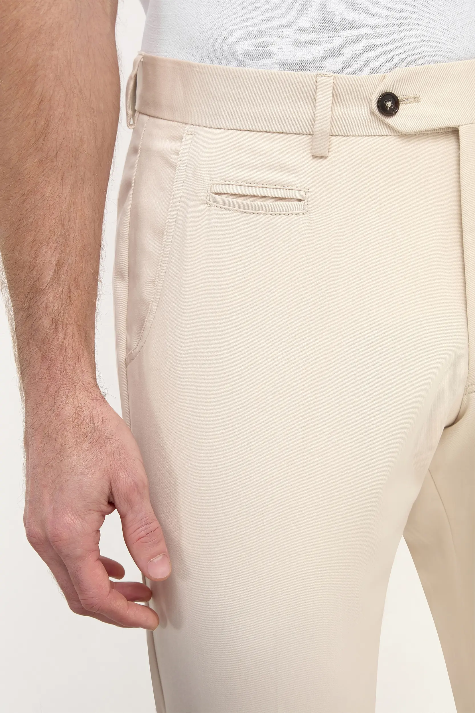 Beige cotton Garda trousers - Made in Italy - Image 3
