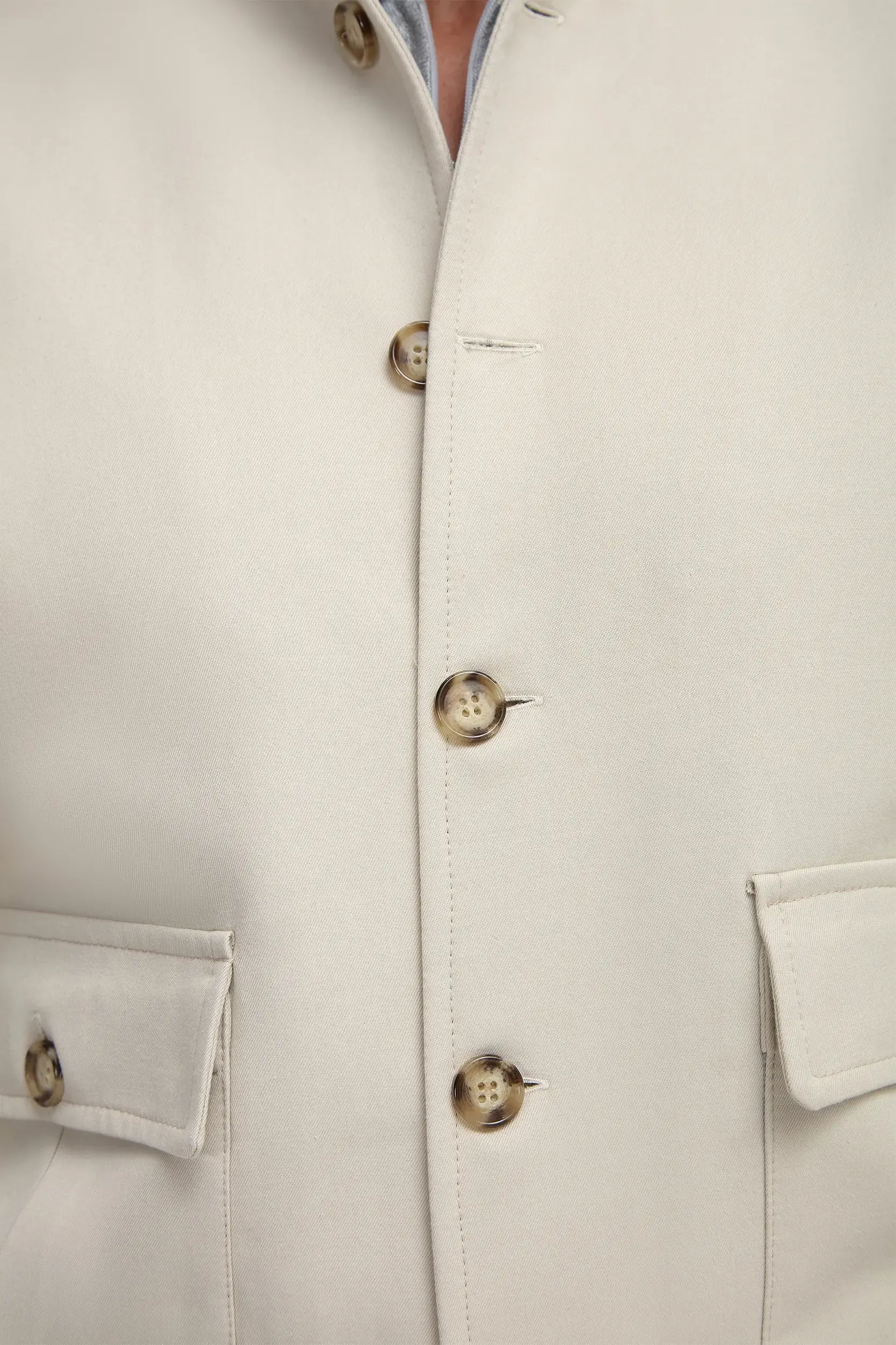 Beige cotton and silk bomber - Made in Italy - Image 4