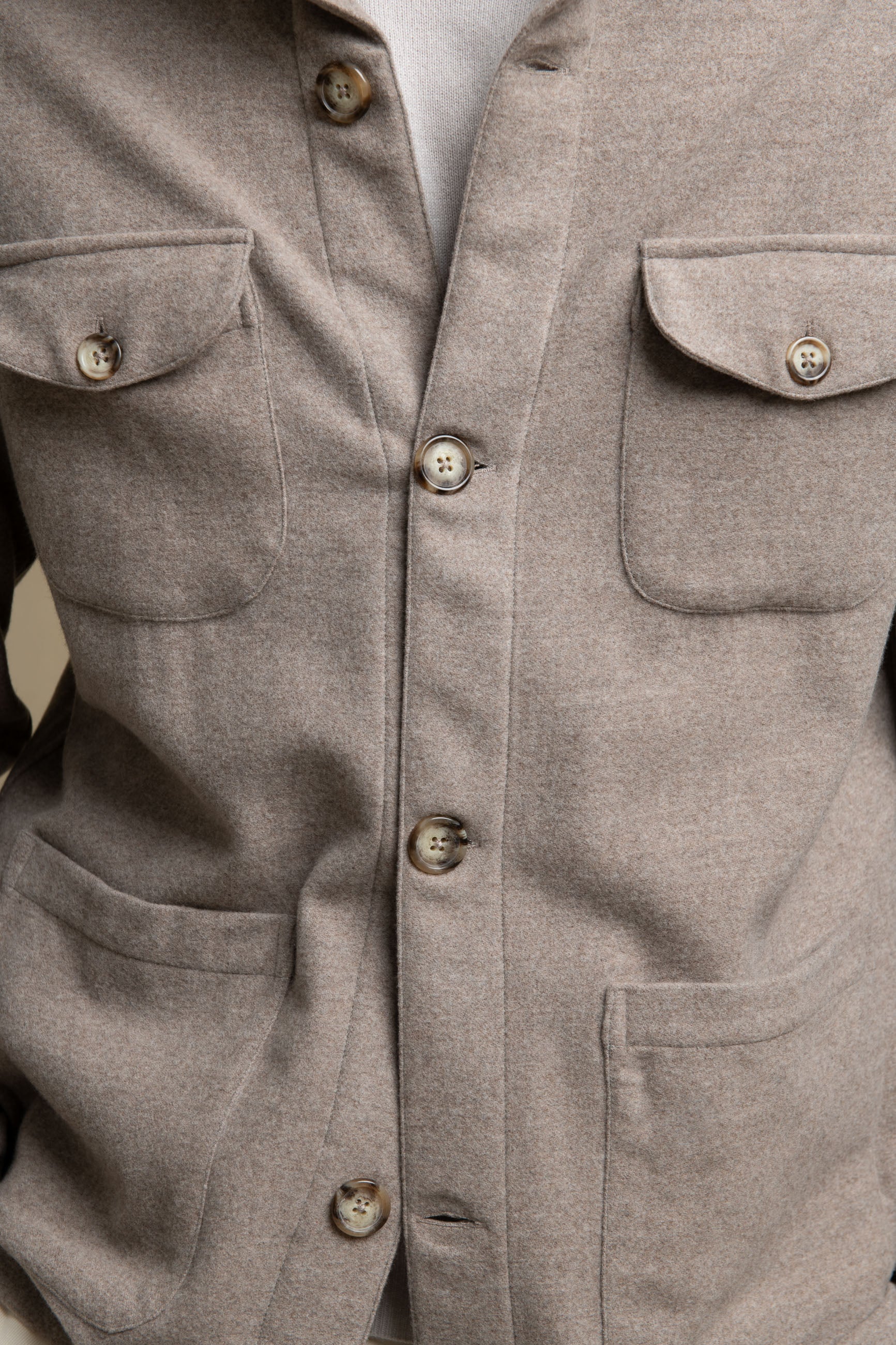 Beige Safari Jacket flannel Super 180s – Made in Italy - Image 4