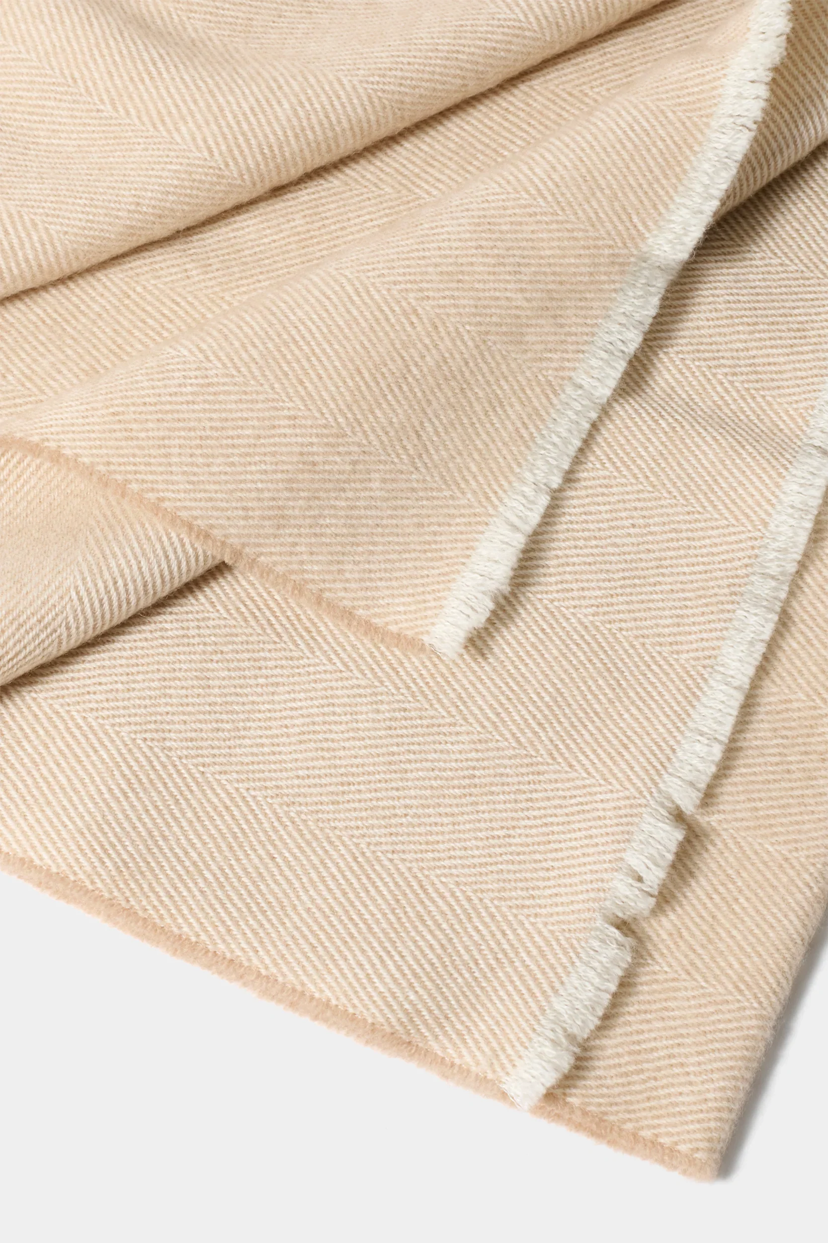 Beige herringbone scarf - Made in Italy - Image 2