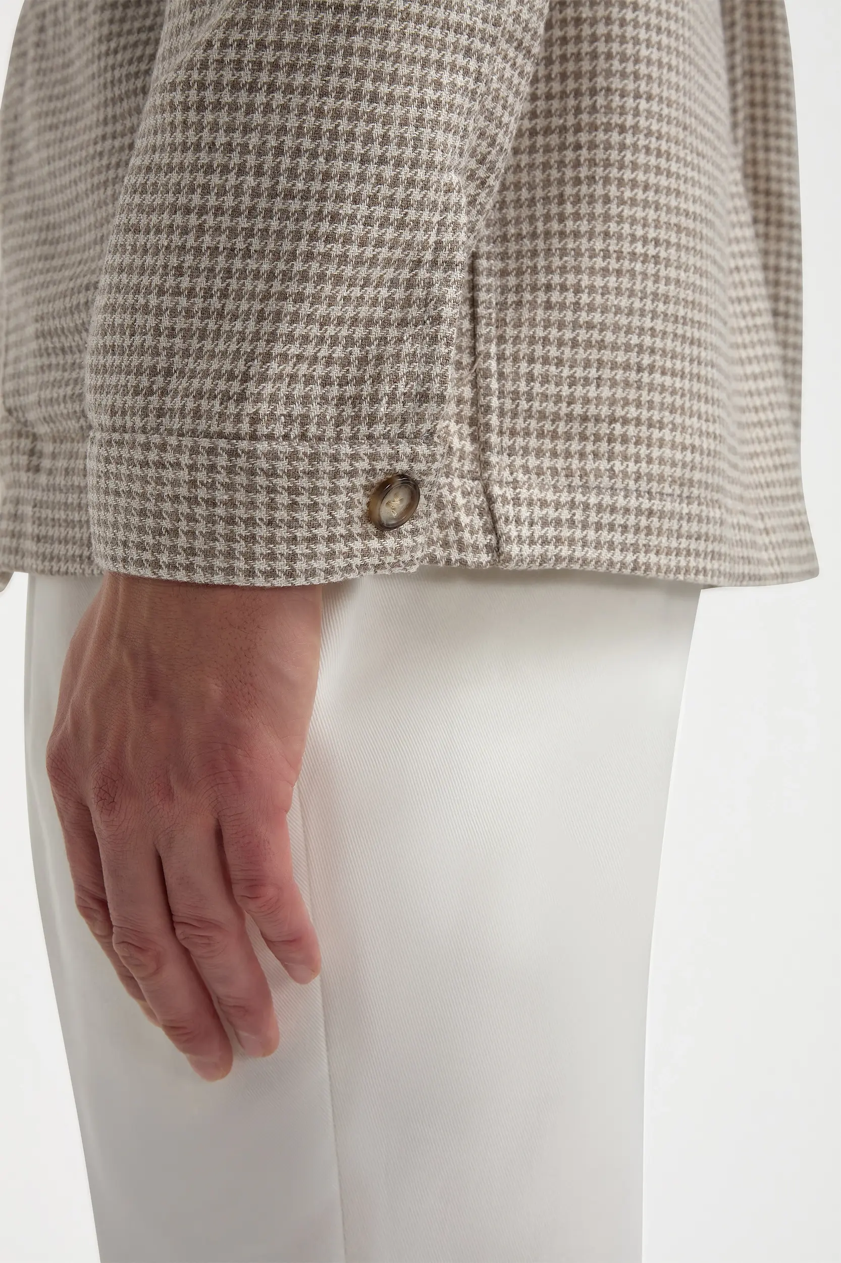 Beige houndstooth safari jacket - Made in Italy - Image 4