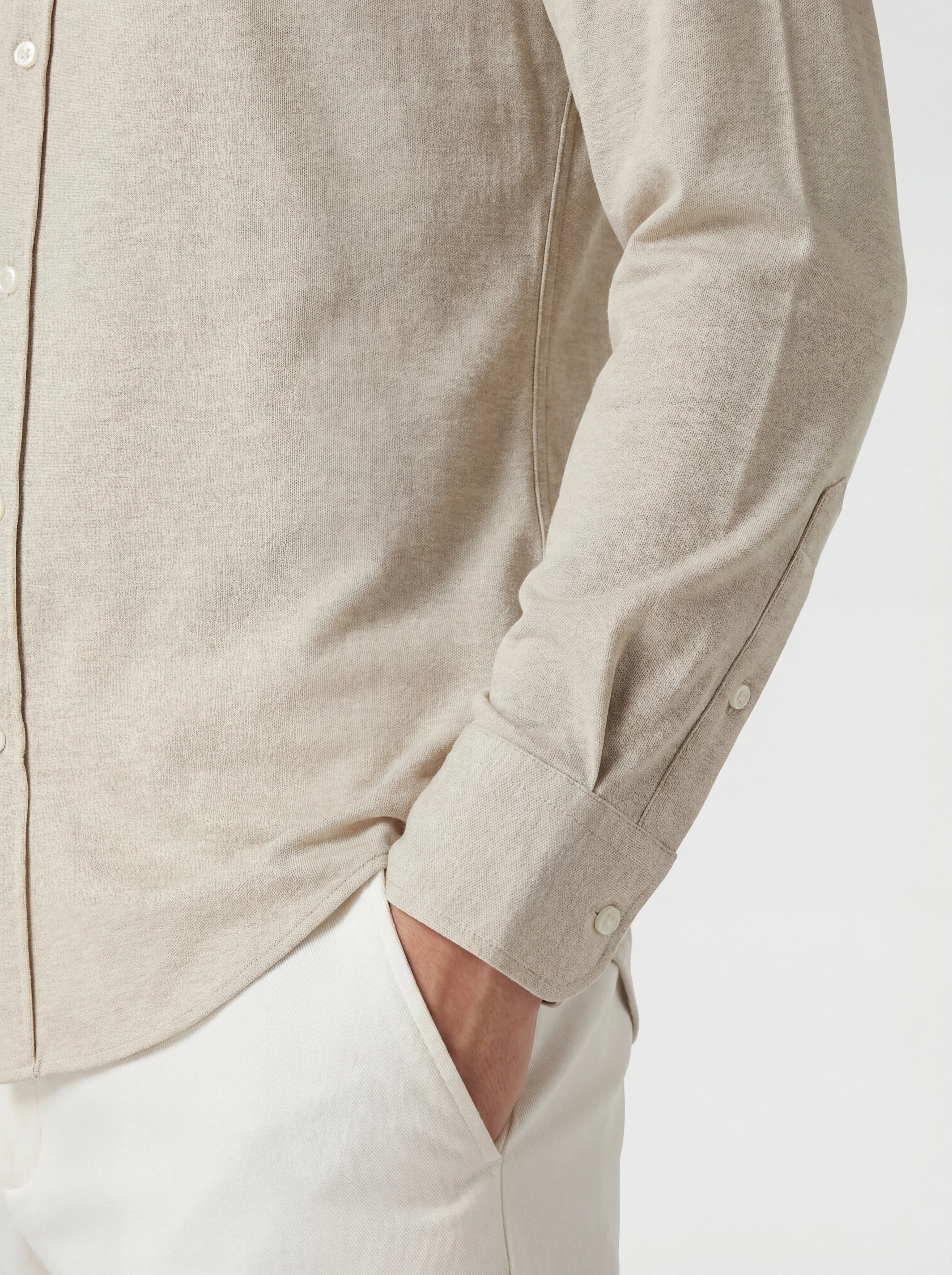 Beige jersey merino shirt - Made in Italy - Image 4