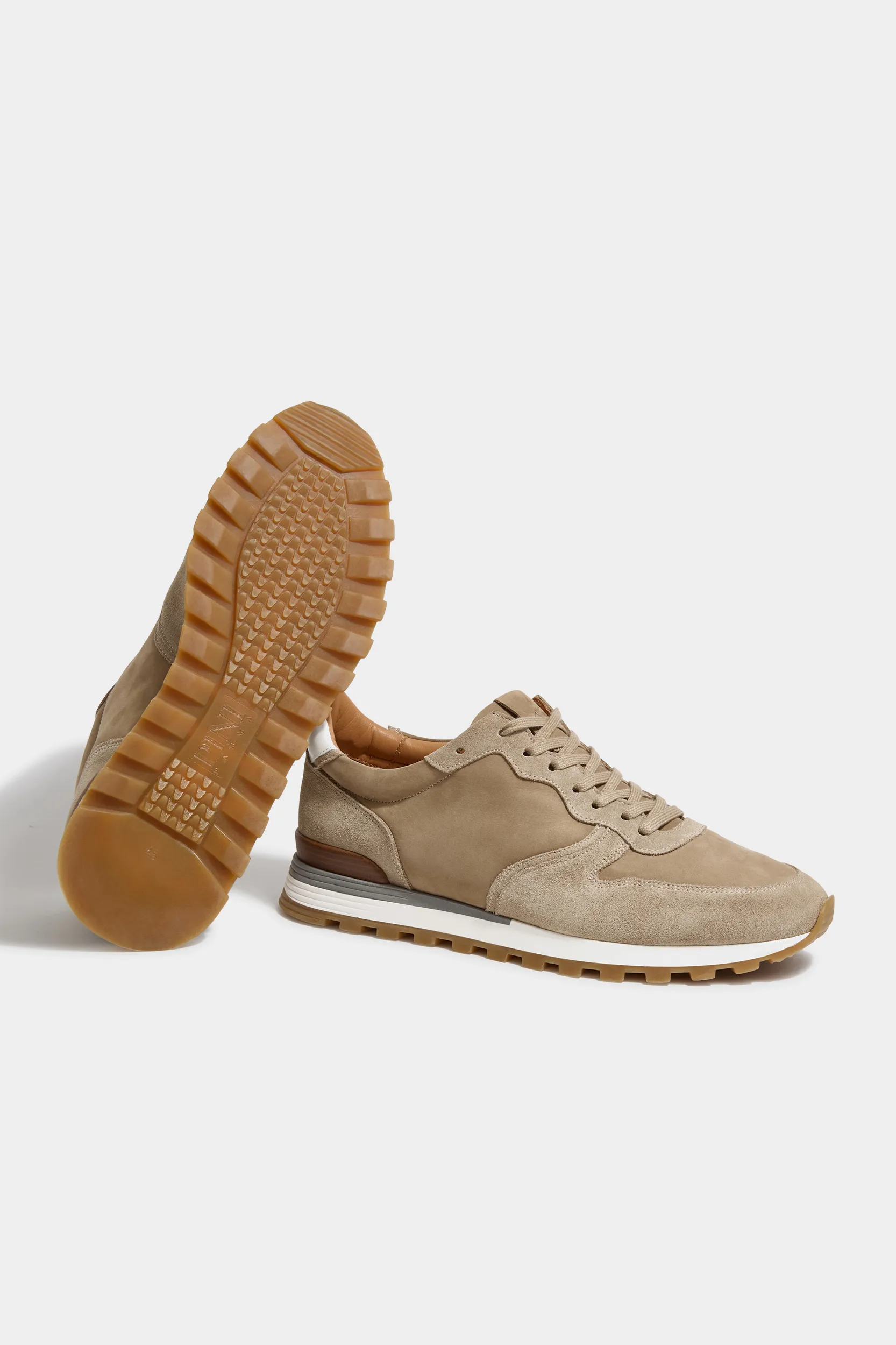 Beige nabuk and suede runners - Made In Italy - Image 4