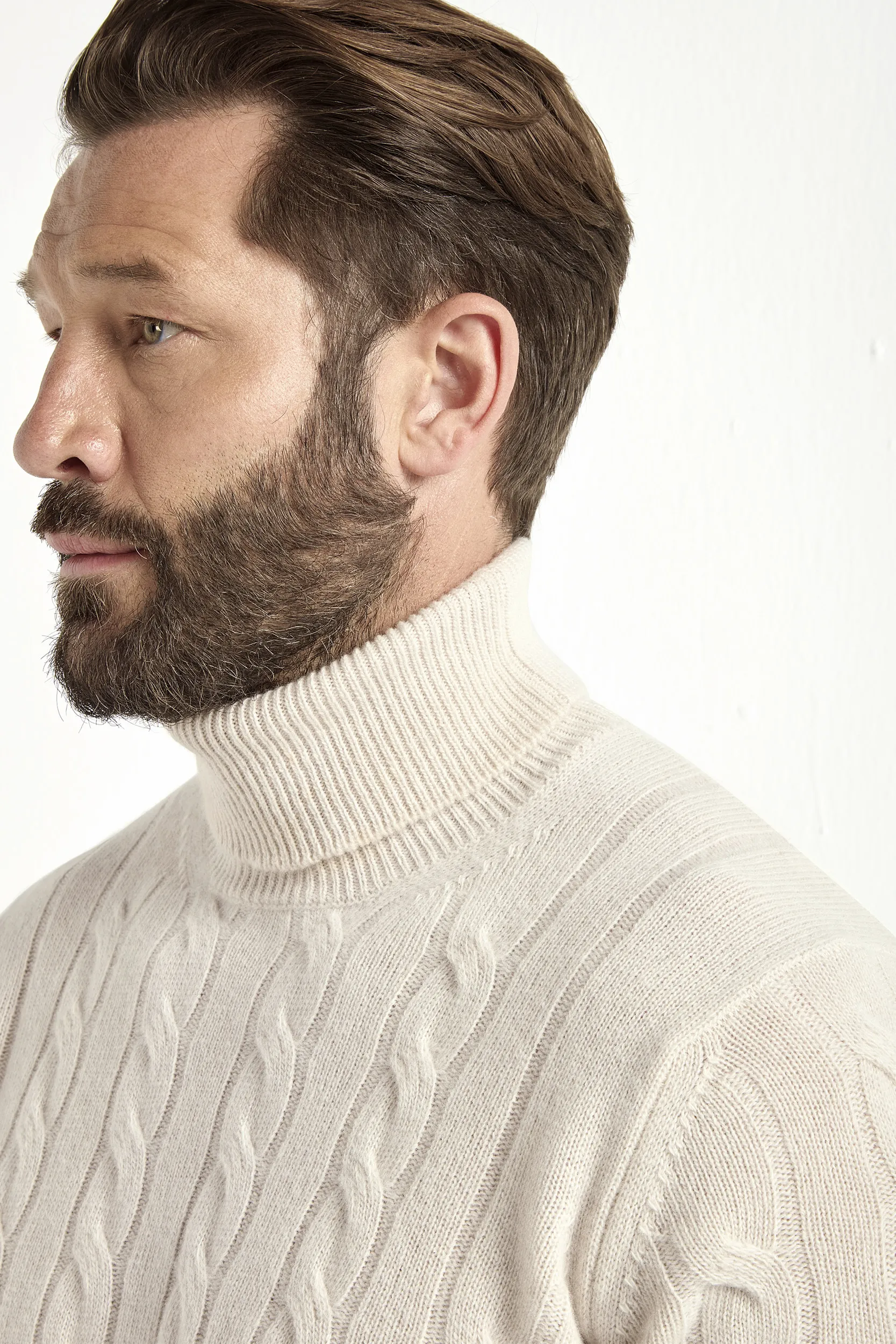 Beige cable knit turtleneck – Made in Italy - Image 3