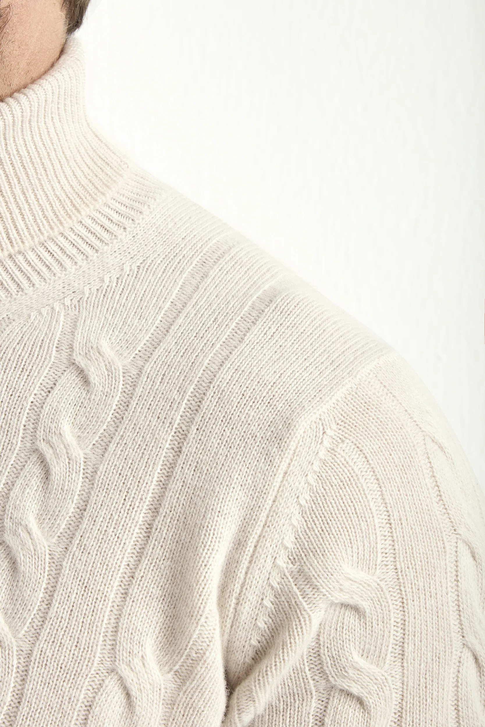 Beige cable knit turtleneck – Made in Italy - Image 5