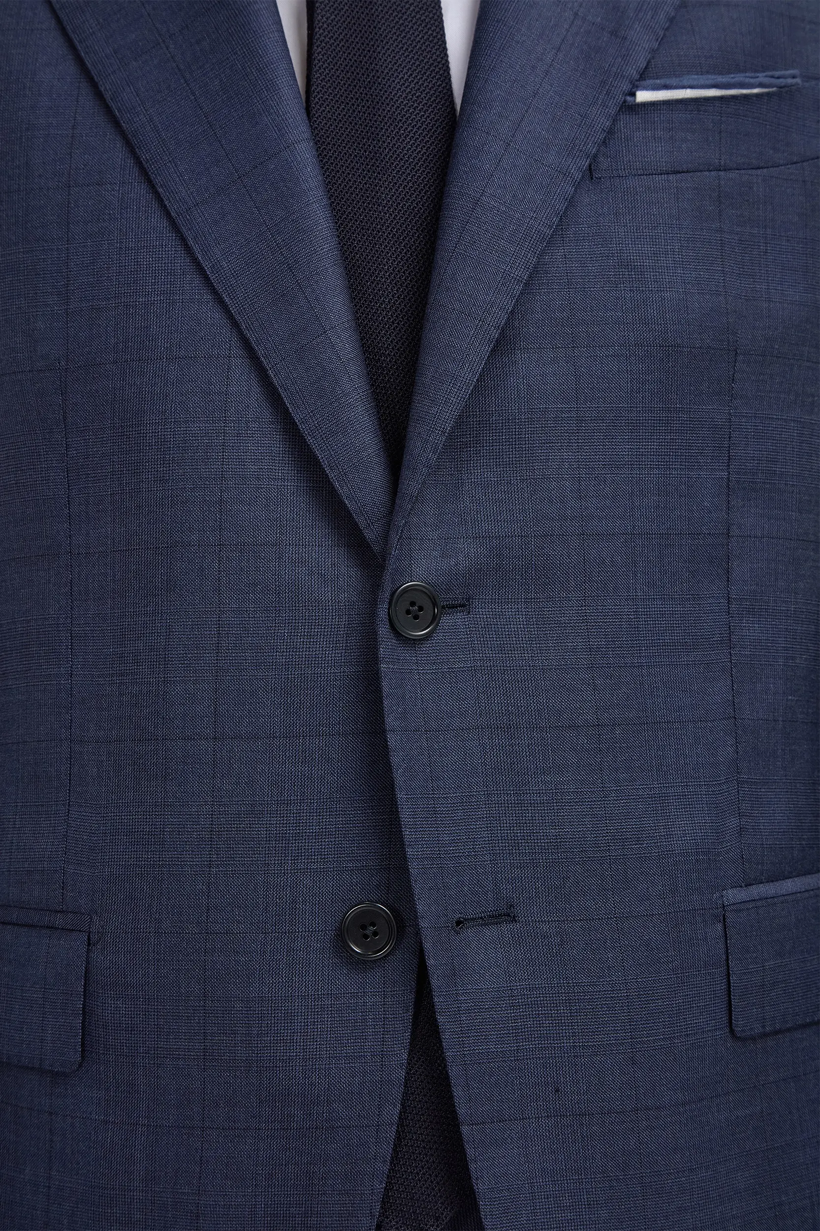 Blue Avio Prince of Wales Full Canvas suit - Made in Italy - Image 6