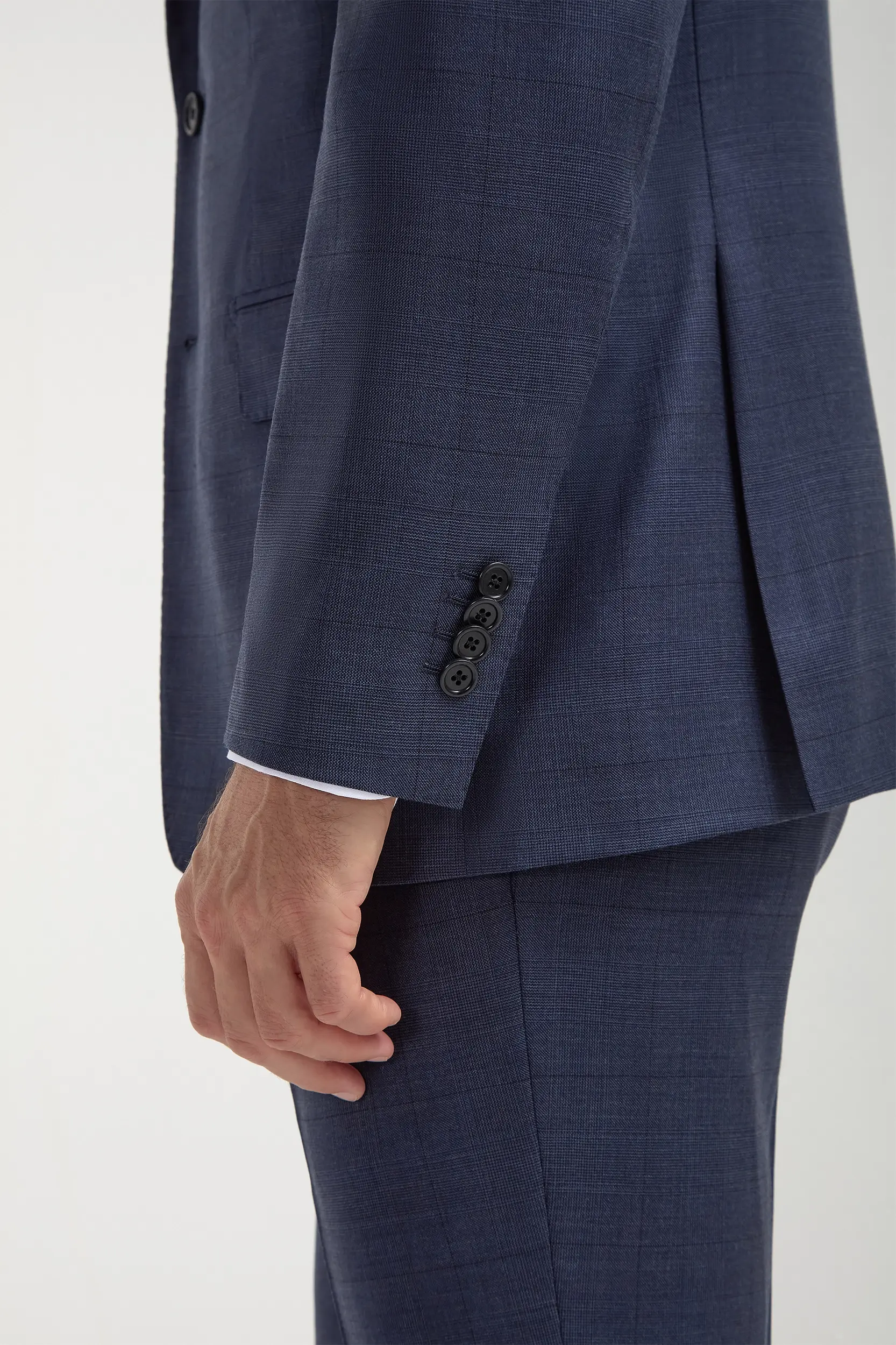 Blue Avio Prince of Wales Full Canvas suit - Made in Italy - Image 7