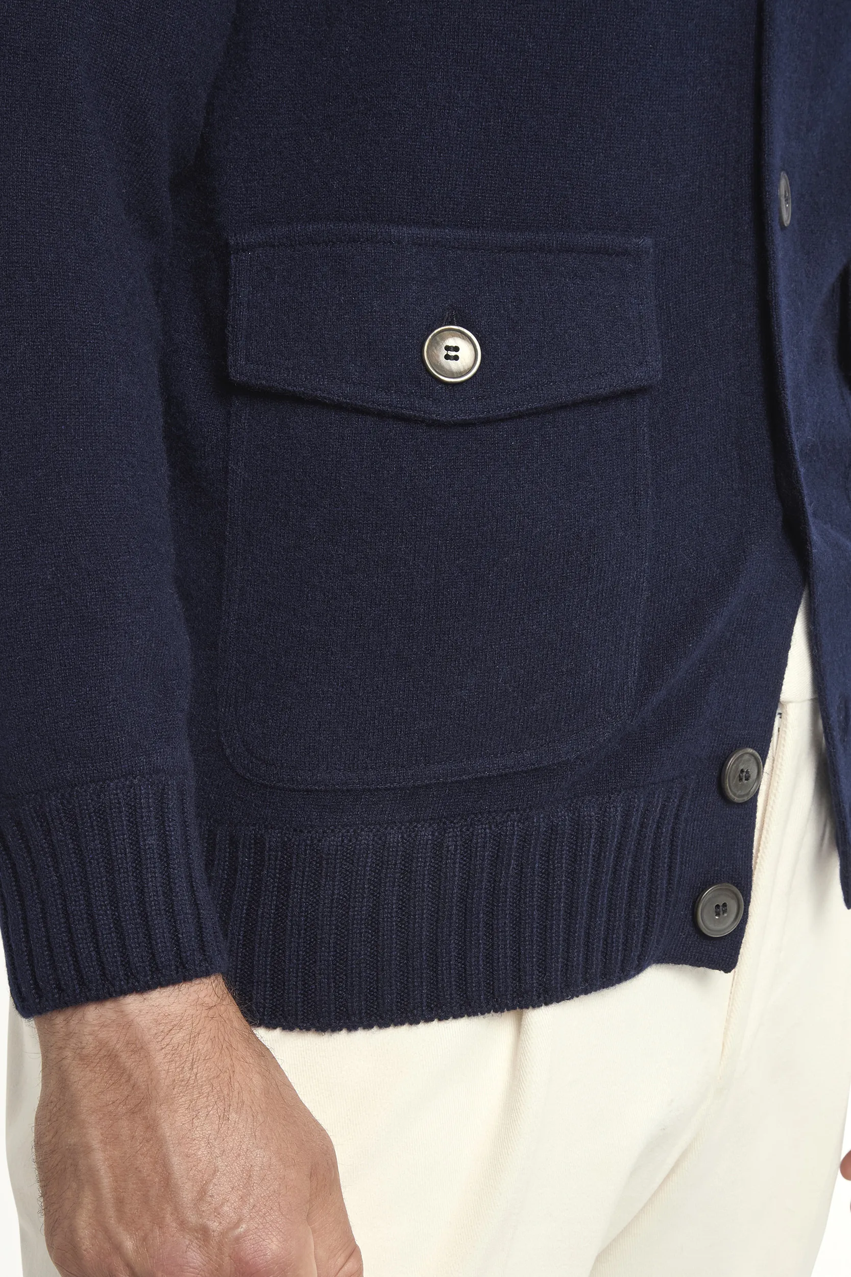 Blue cashmere knitted bomber – Made in Italy - Image 5