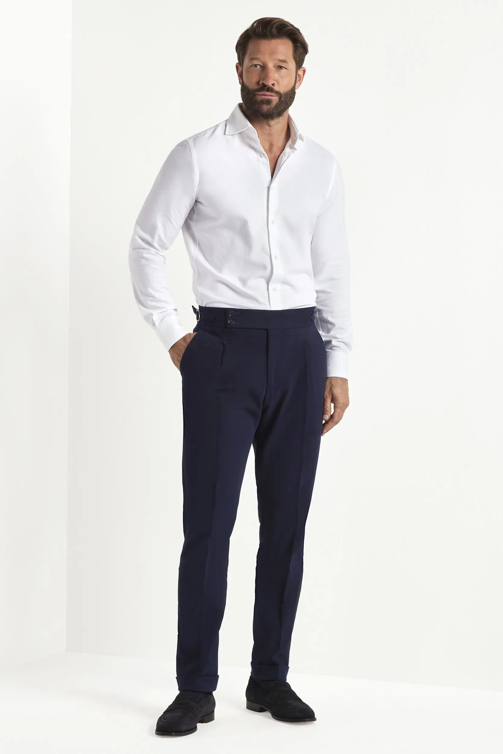 Blue cotton Soragna trousers - Made in Italy - Image 3