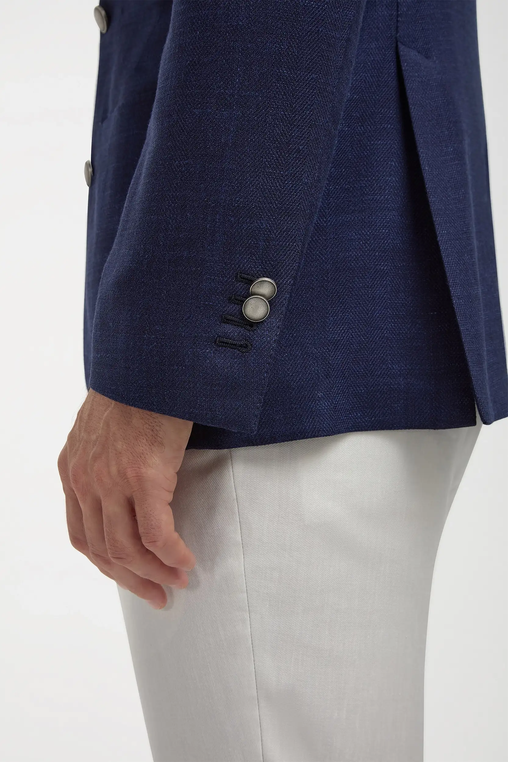 Blue herringbone double breasted jacket - Made in Italy - Image 5