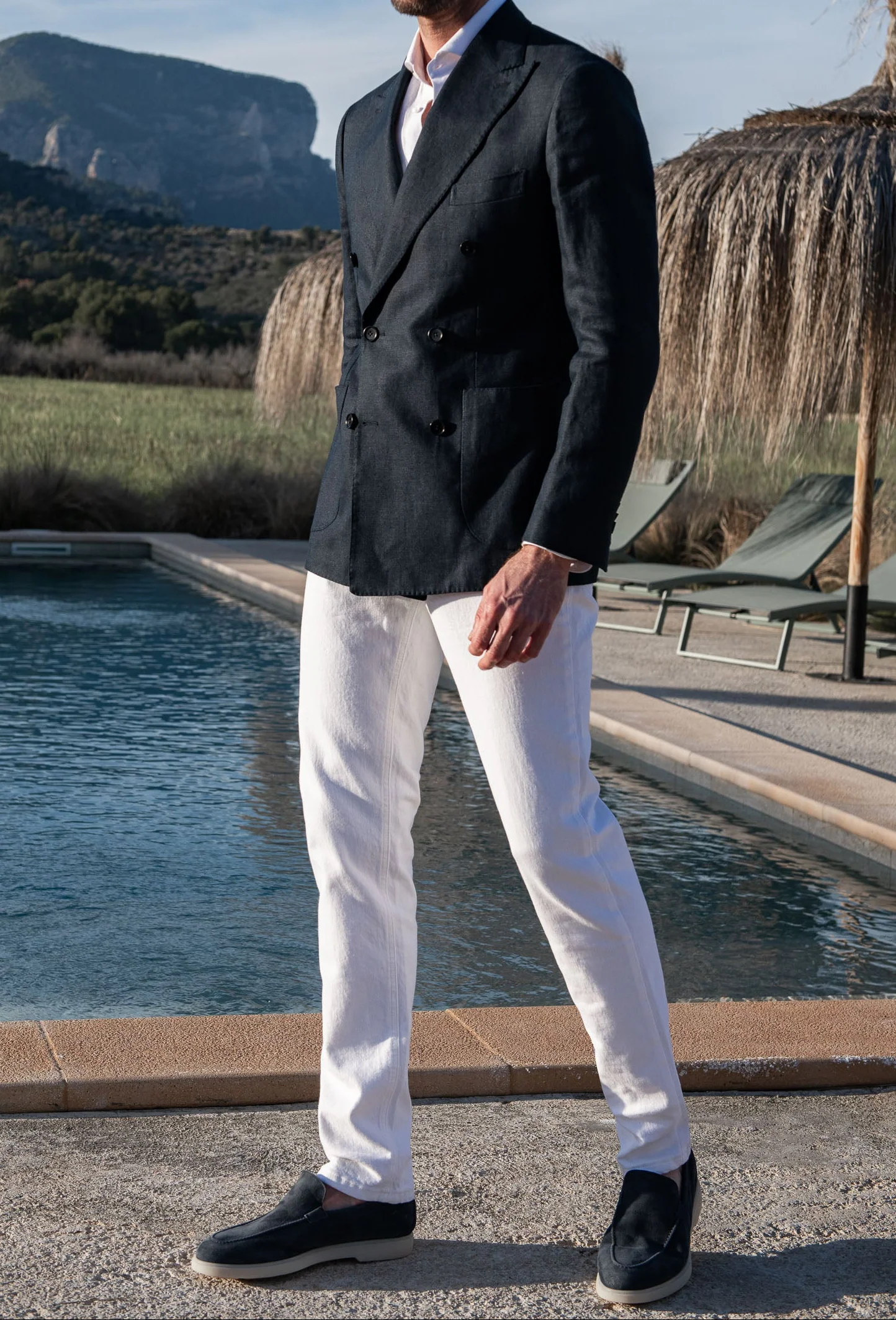 Navy double breasted linen jacket - Made in Italy - Image 4