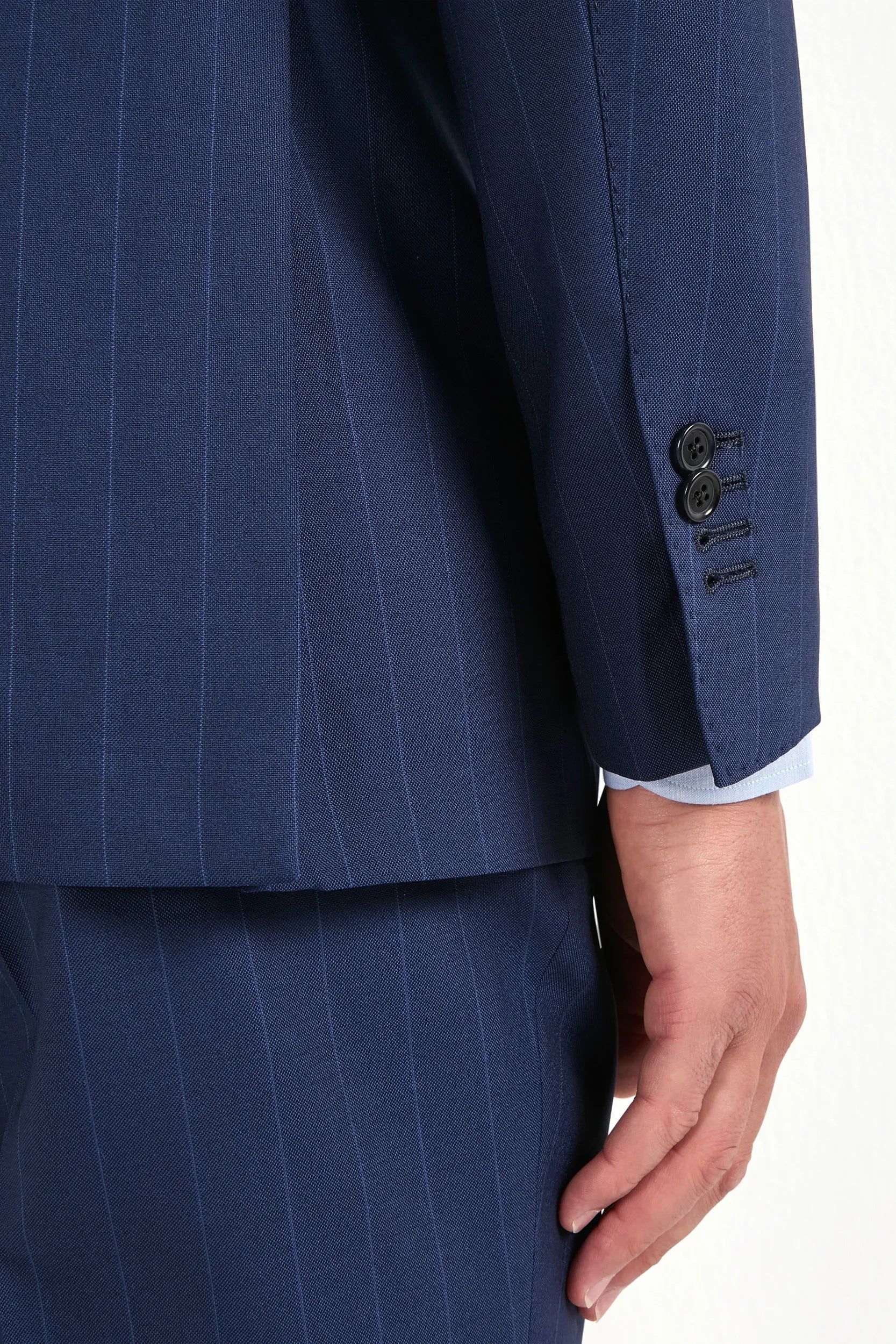 Blue double breasted striped suit - Made in Italy - Image 4