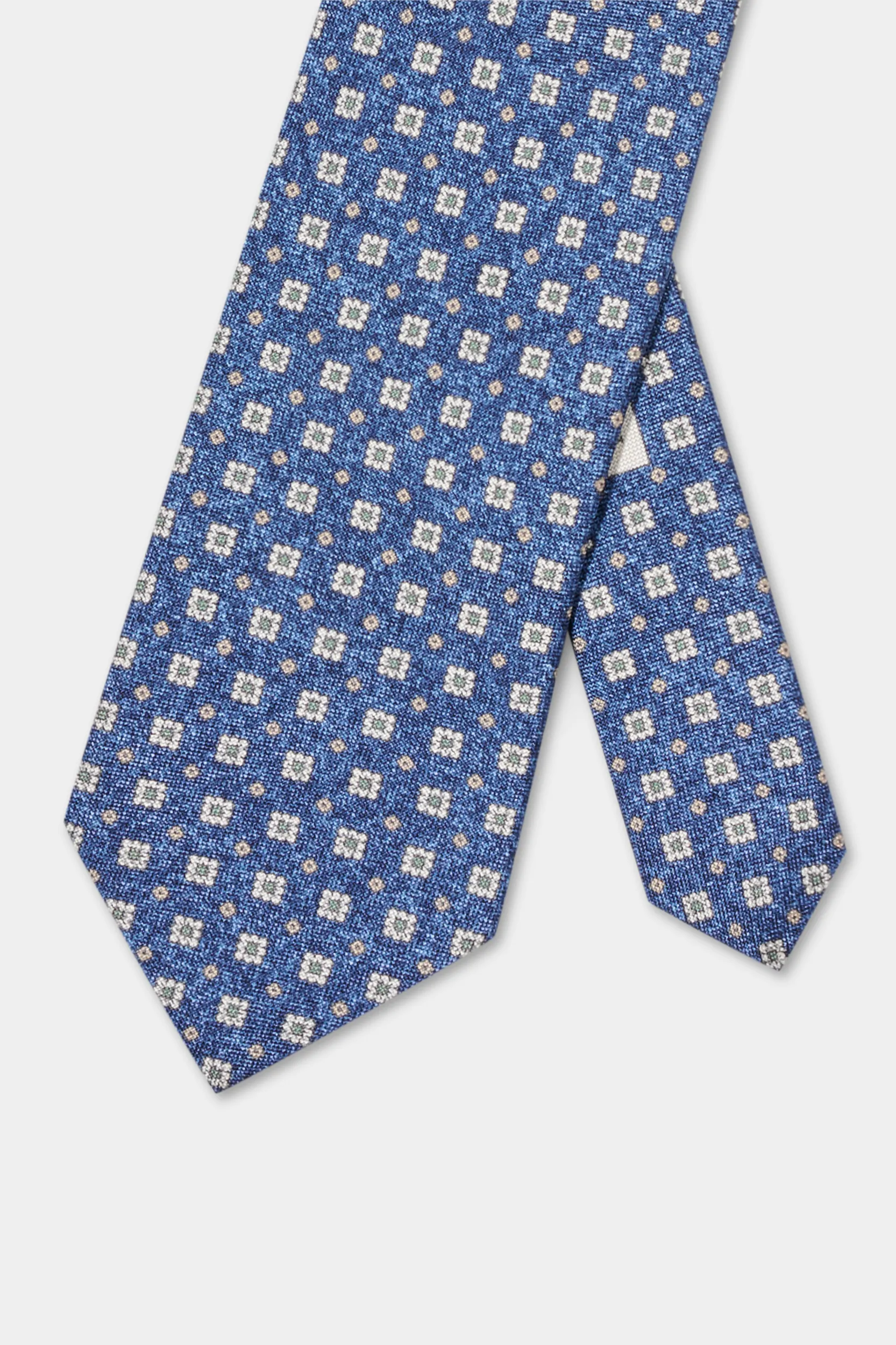 Blue flower silk tie - Made in Italy - Image 3
