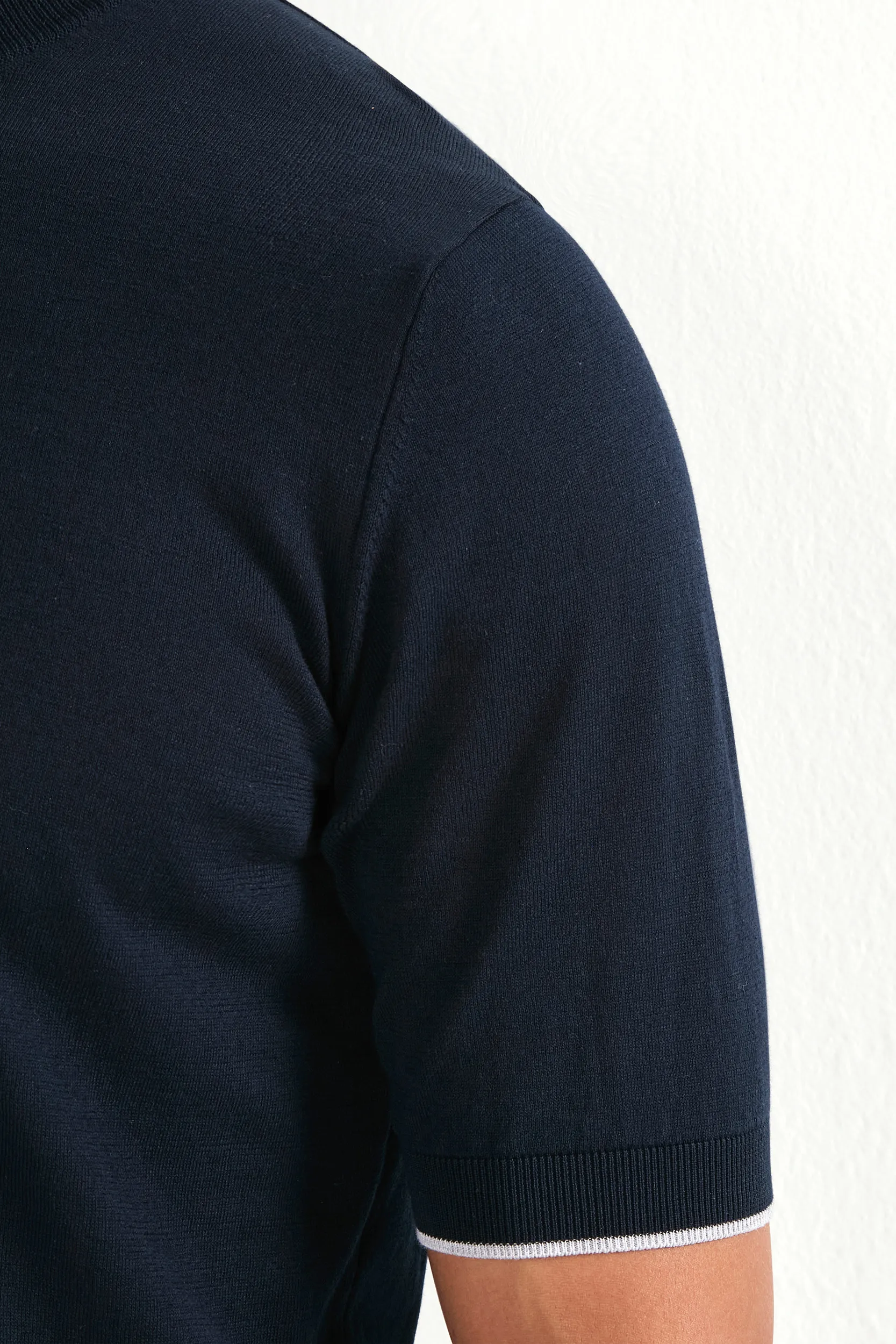 Blue high neck t-shirt - Made in Italy - Image 4
