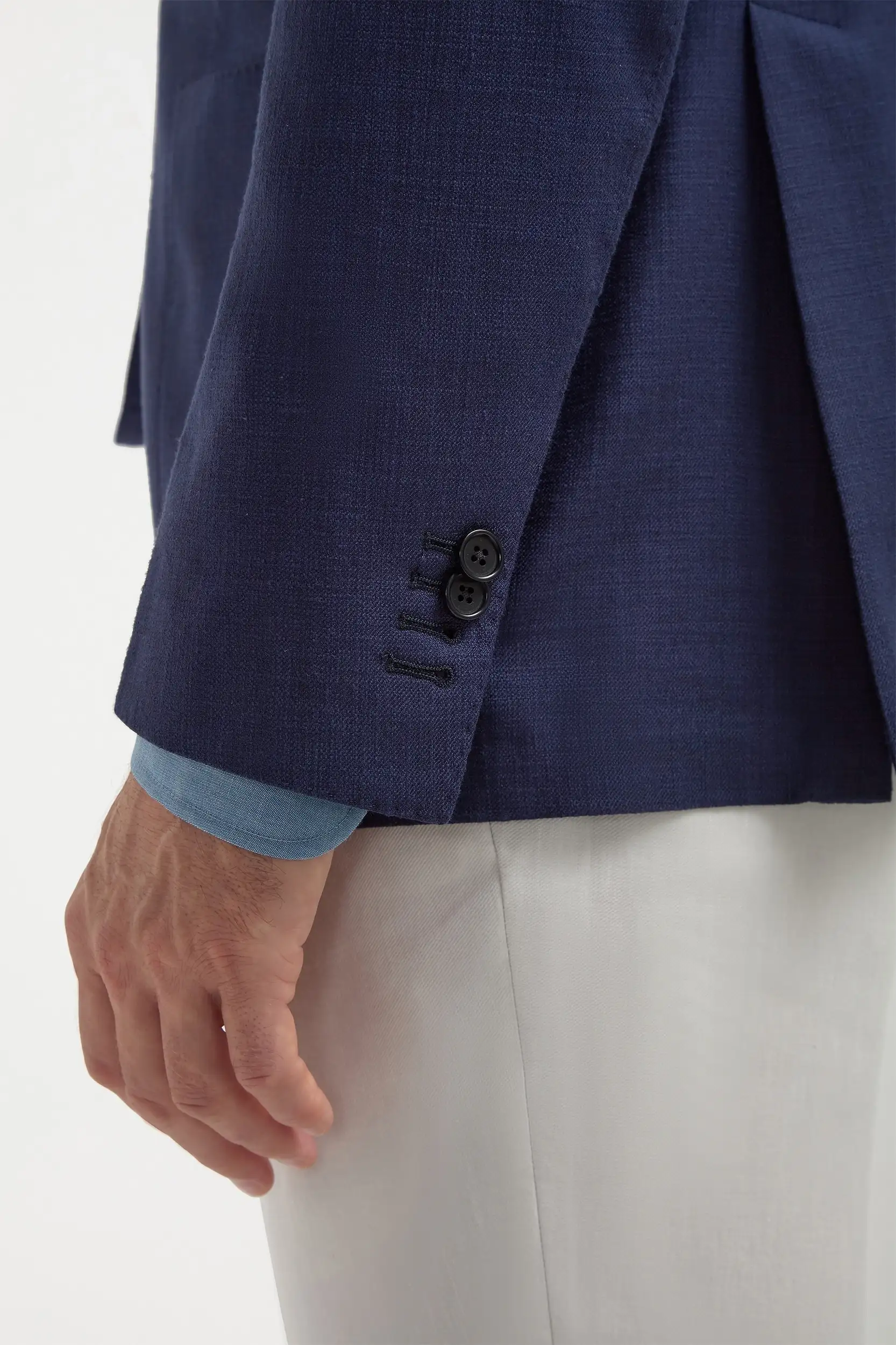 Blue jacket in cotton and silk - Made in Italy - Image 4