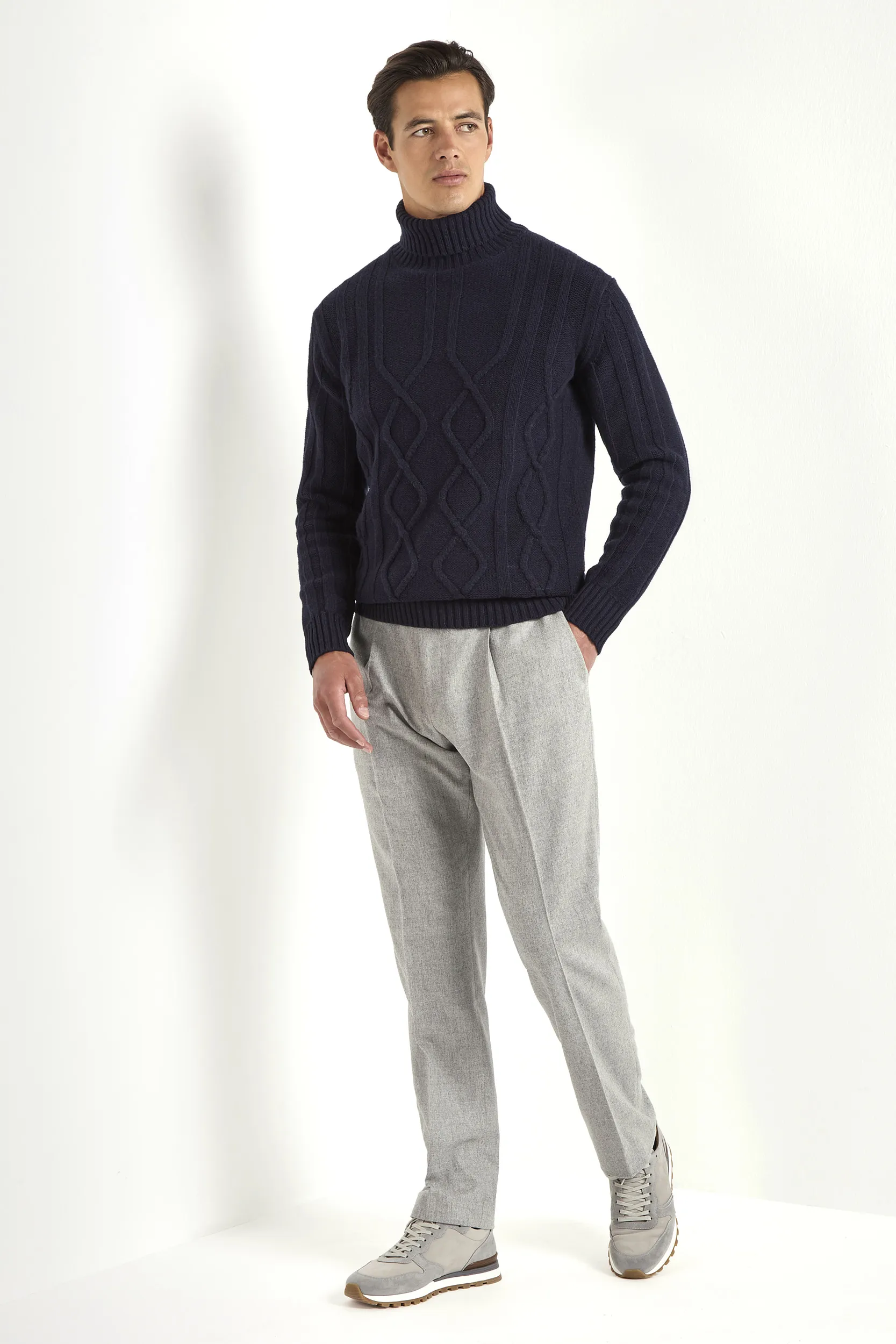 Blue jacquard patterned turtleneck – Made in Italy - Image 3
