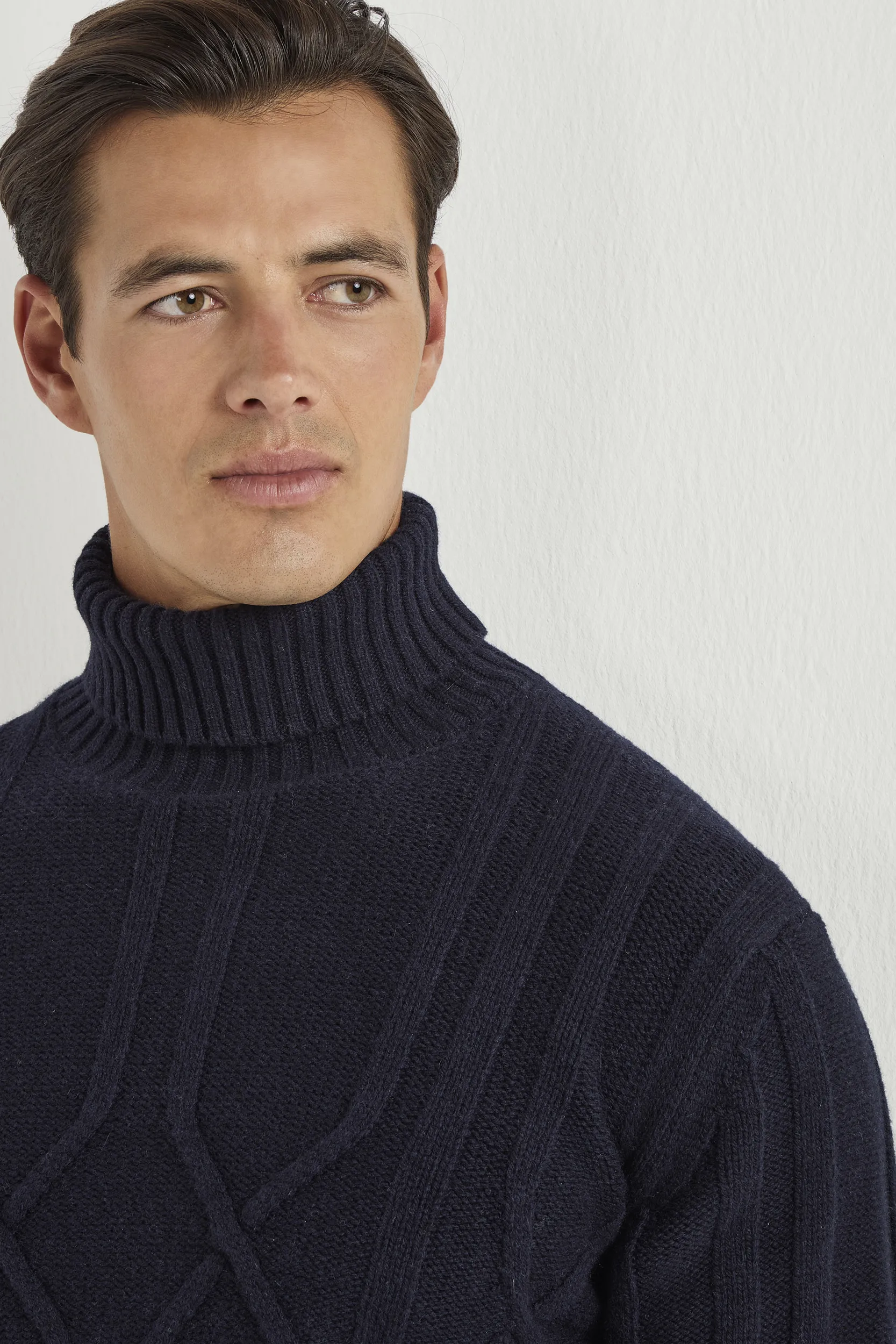 Blue jacquard patterned turtleneck – Made in Italy - Image 4