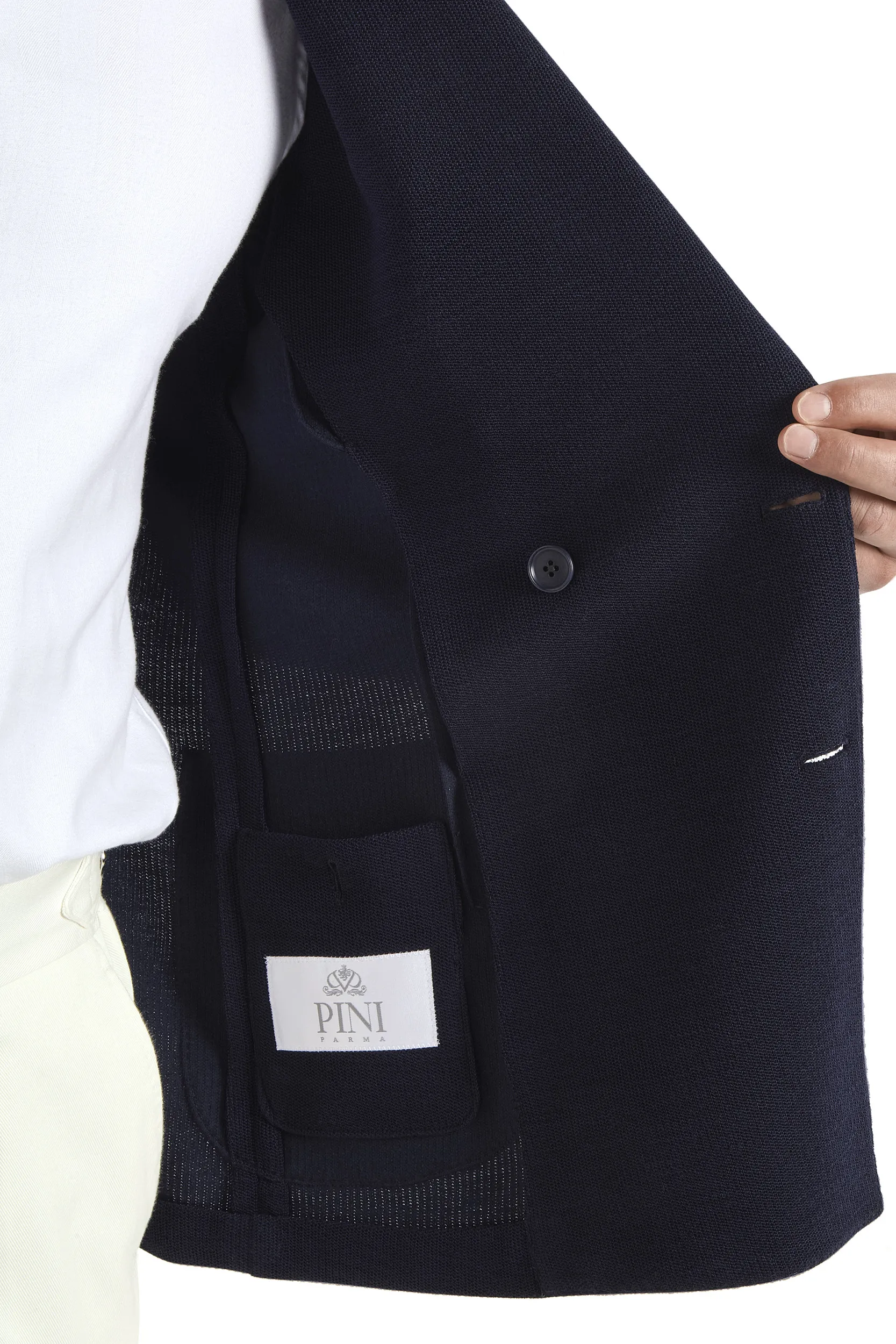 Blue jersey double breasted jacket - Made in Italy - Image 5