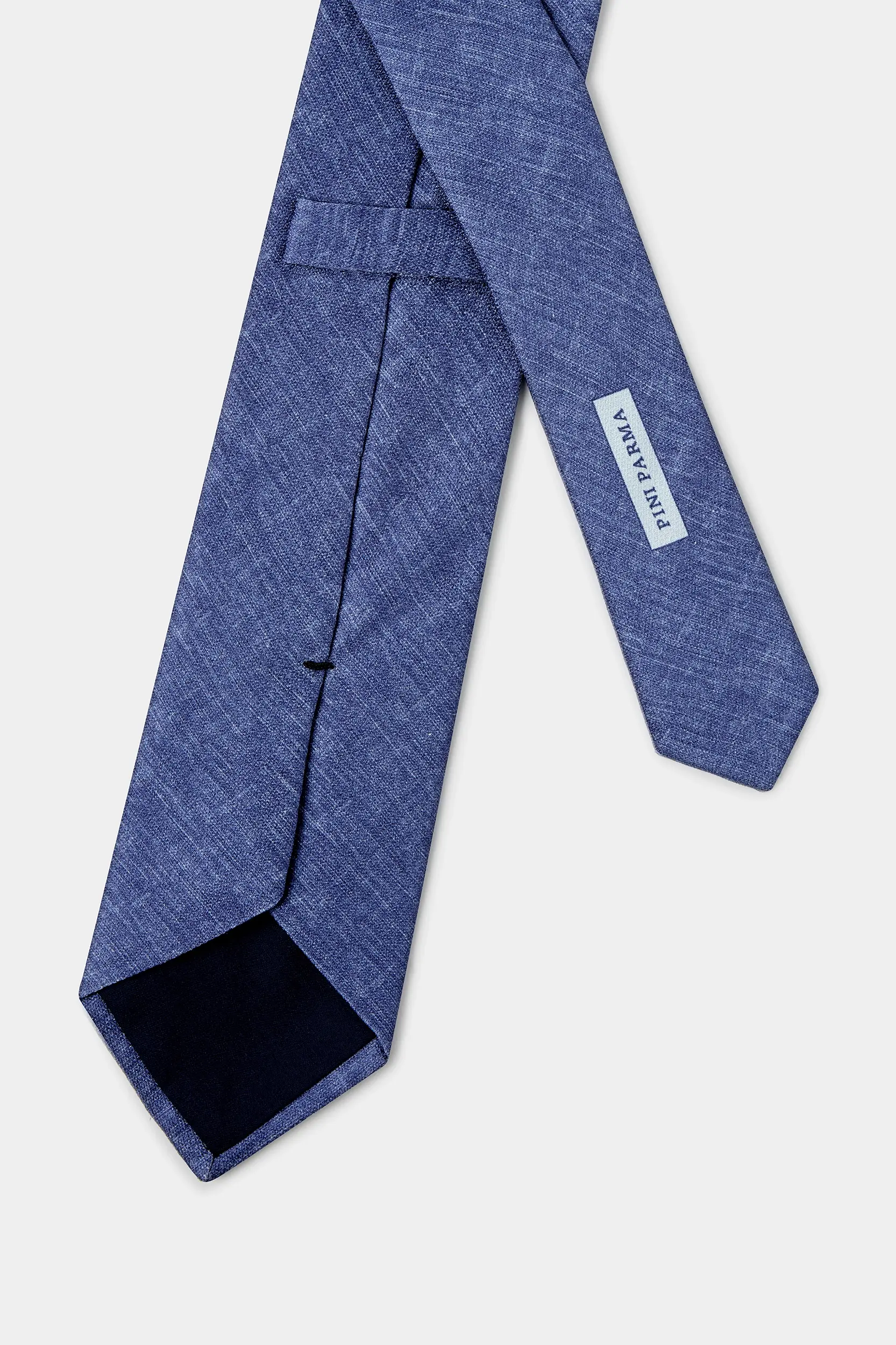 Blue linen and silk tie - Made in Italy - Image 3