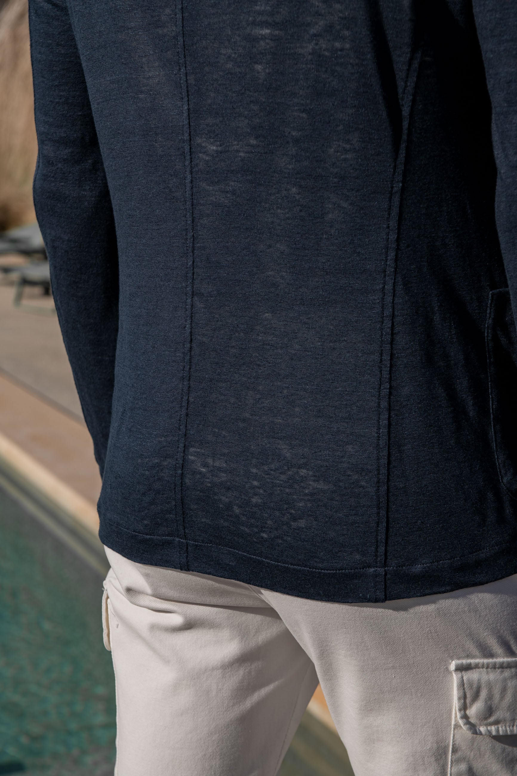 Blue linen knitted jacket - Made in Italy - Image 3