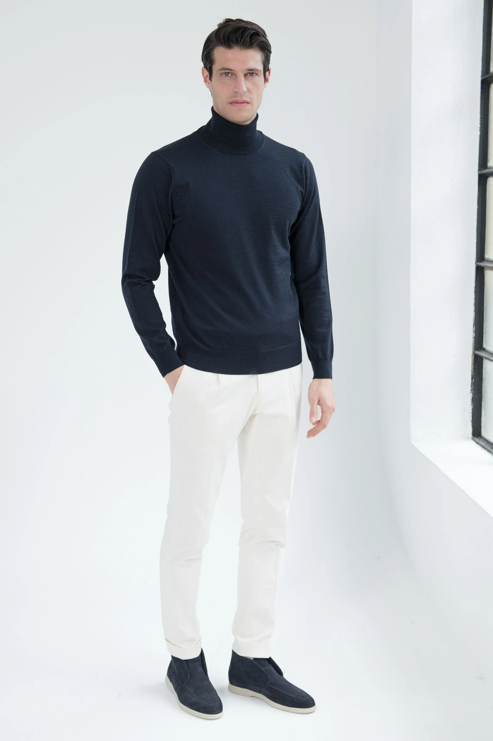 Blue Merino Turtleneck – Made in Italy - Image 3