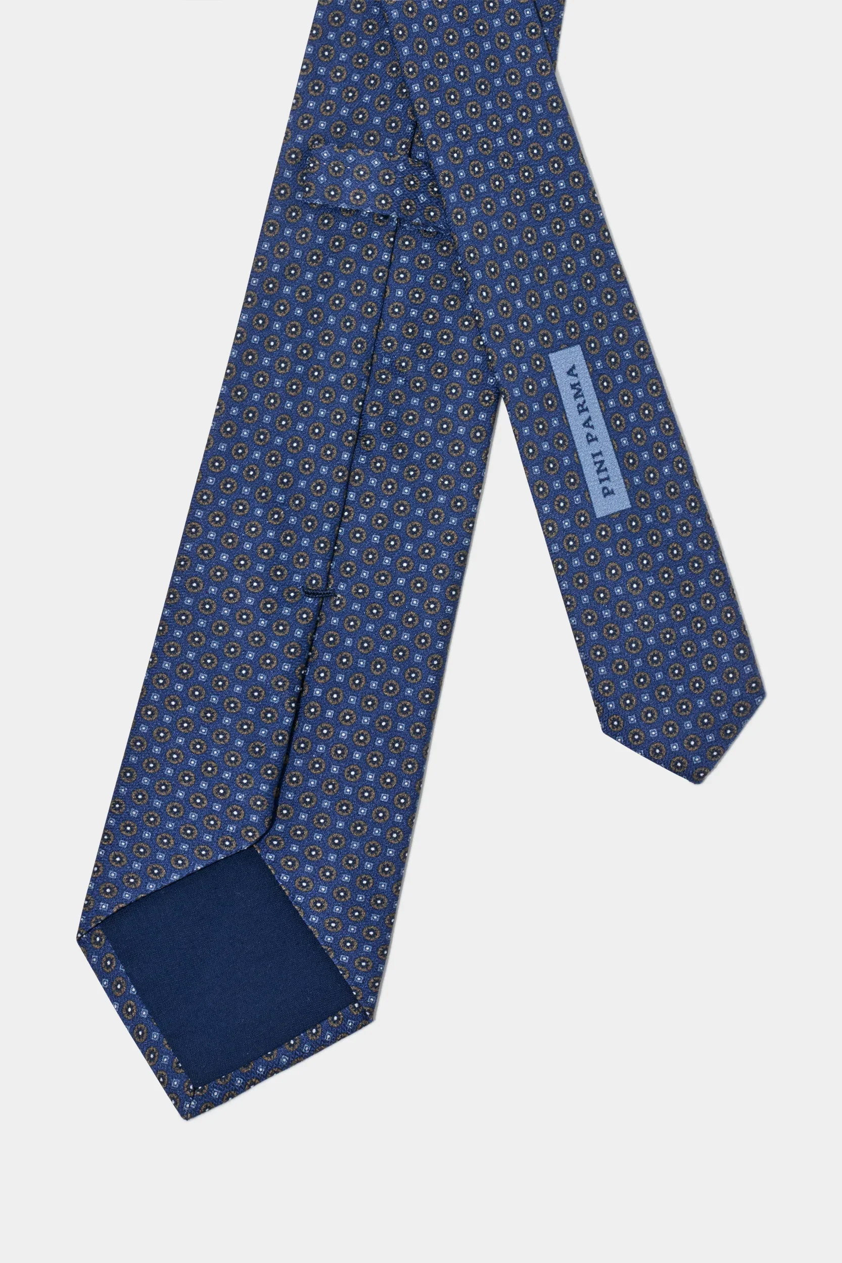 Blue micro fancy silk tie - Made in Italy - Image 4