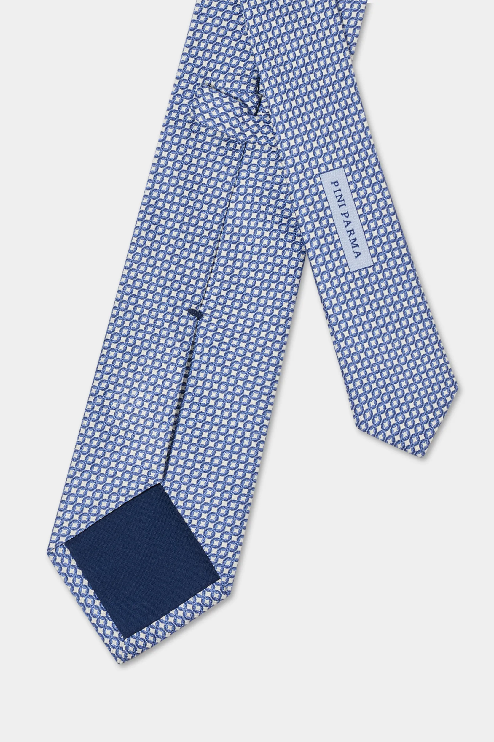 Blue micro fancy silk tie - Made in Italy - Image 4