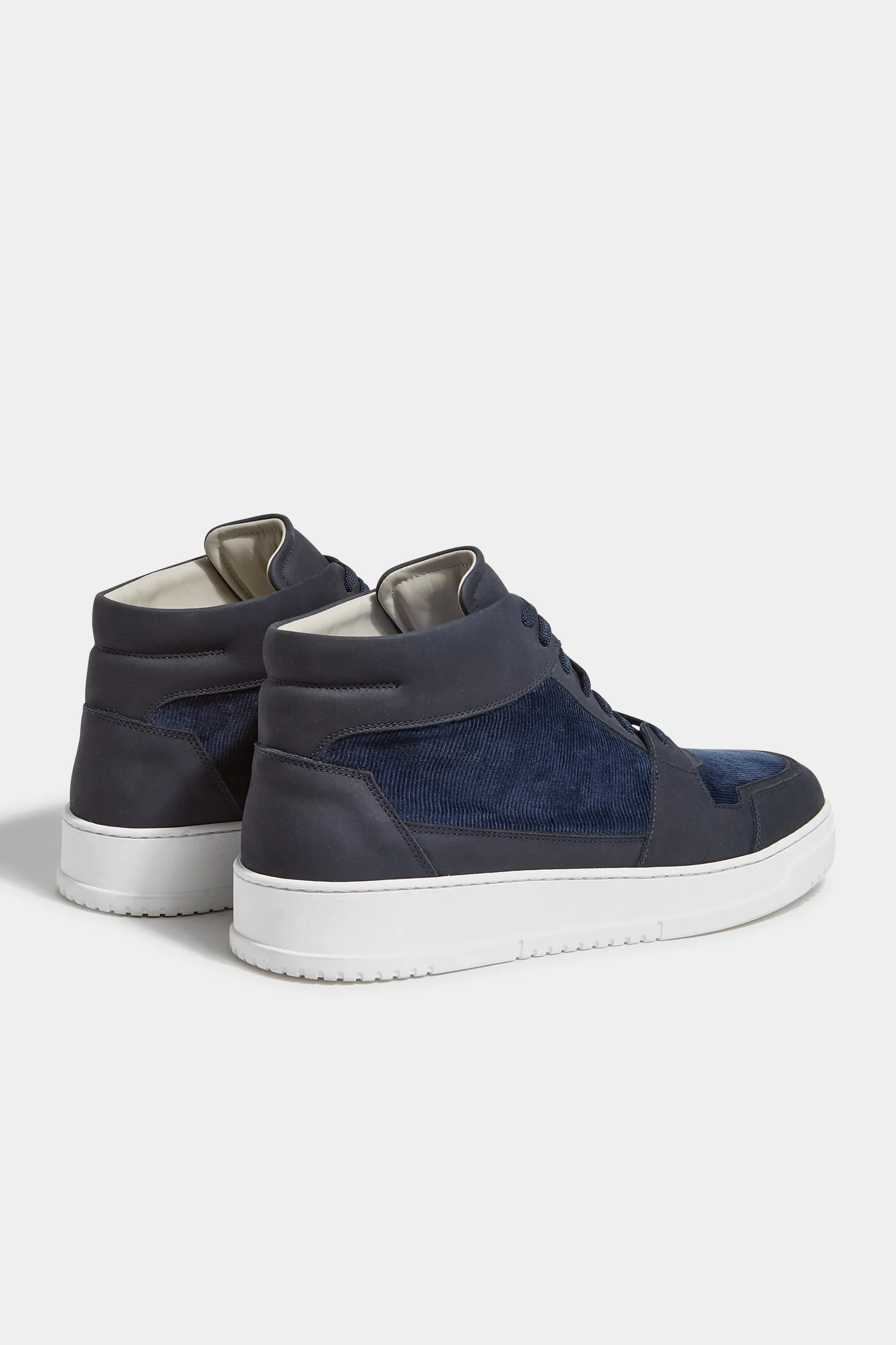 Blue nabuk and corduroy High sneakers - Made In Italy - Image 4