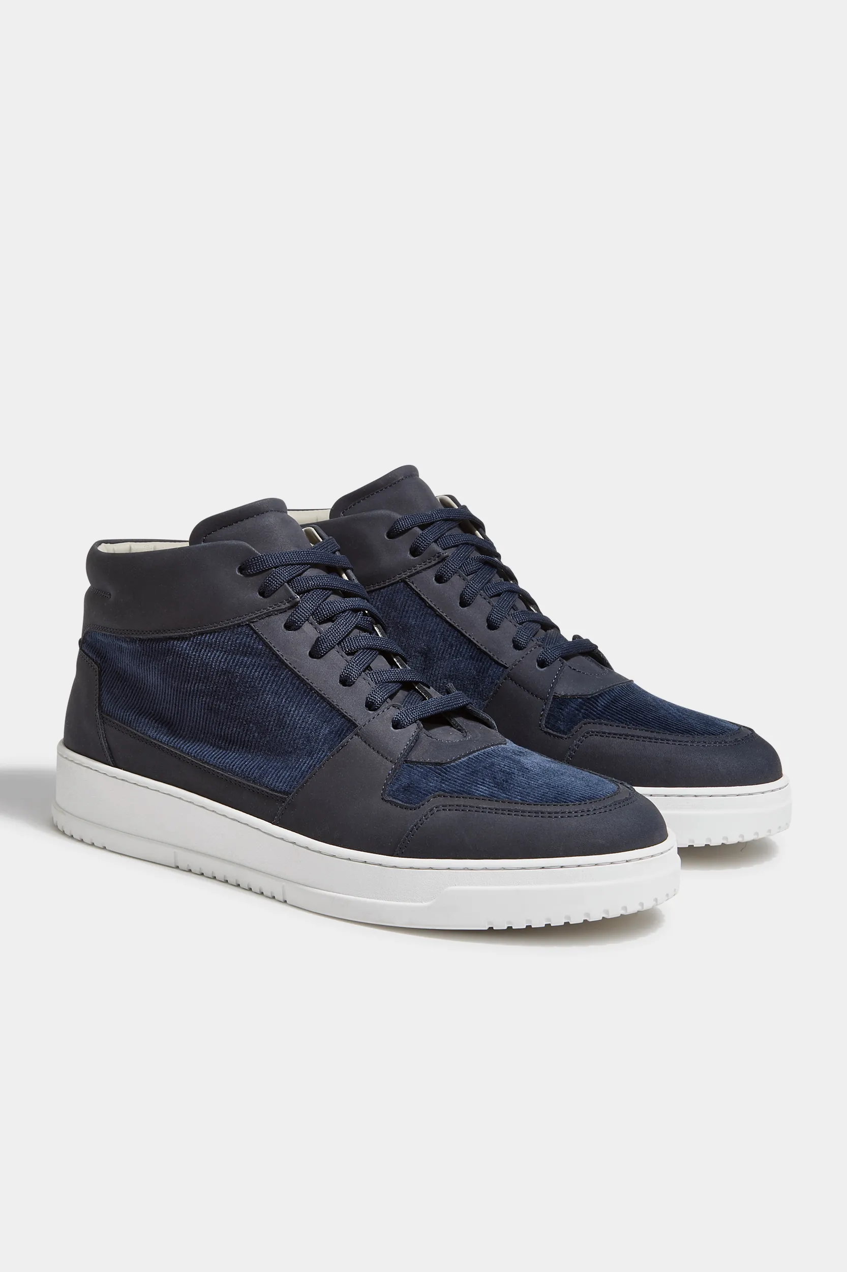 Blue nabuk and corduroy High sneakers - Made In Italy - Image 5