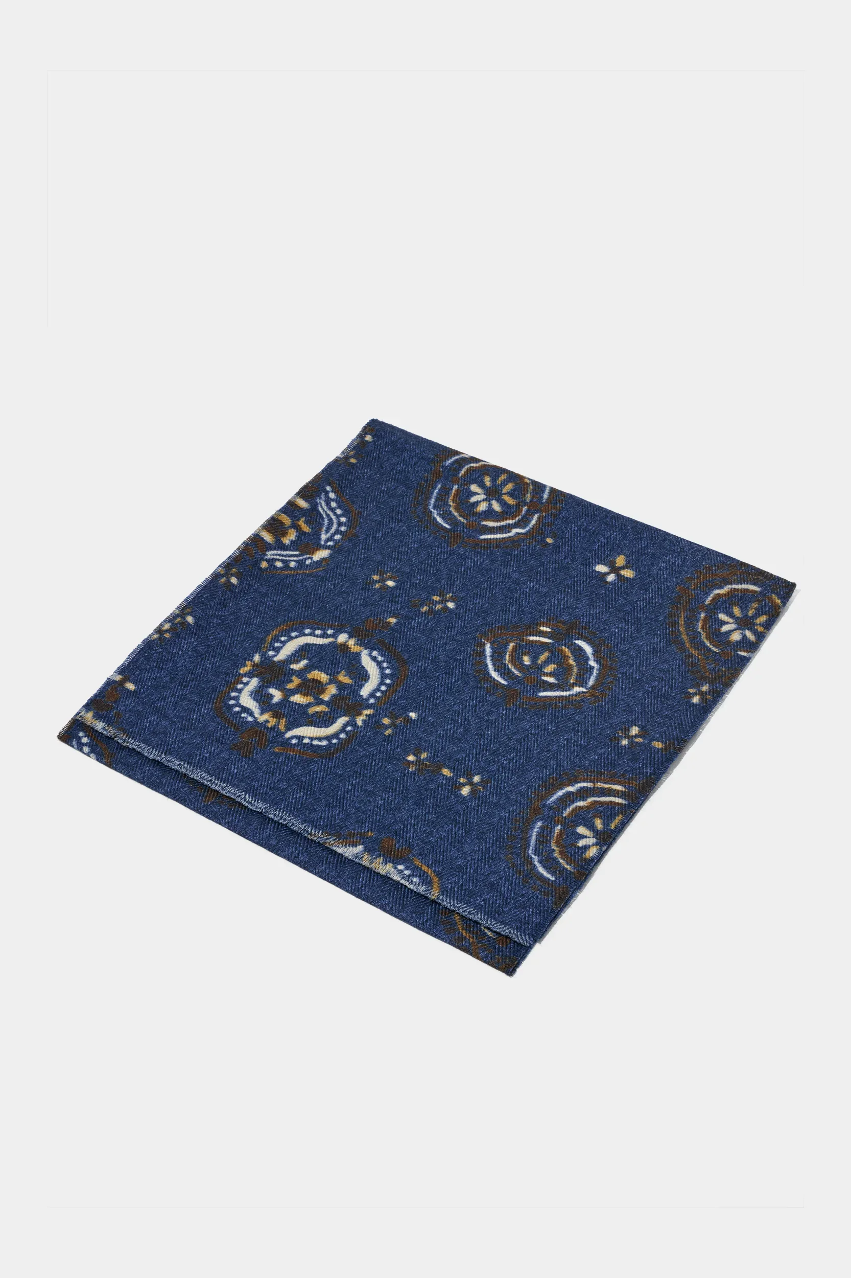 Blue patterned scarf - Made in Italy - Image 4