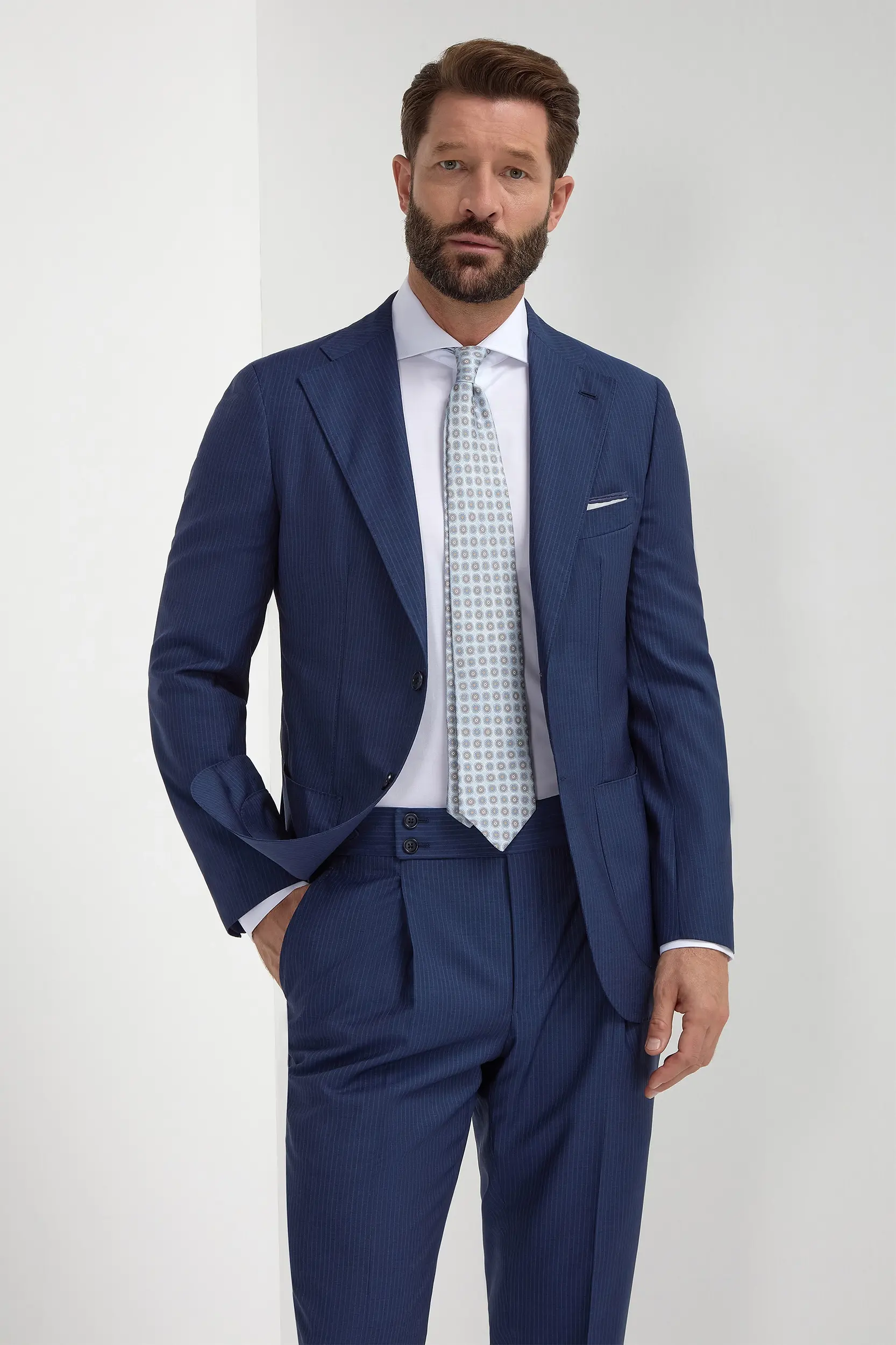 Blue pinstripe wool suit - Made in Italy - Image 6