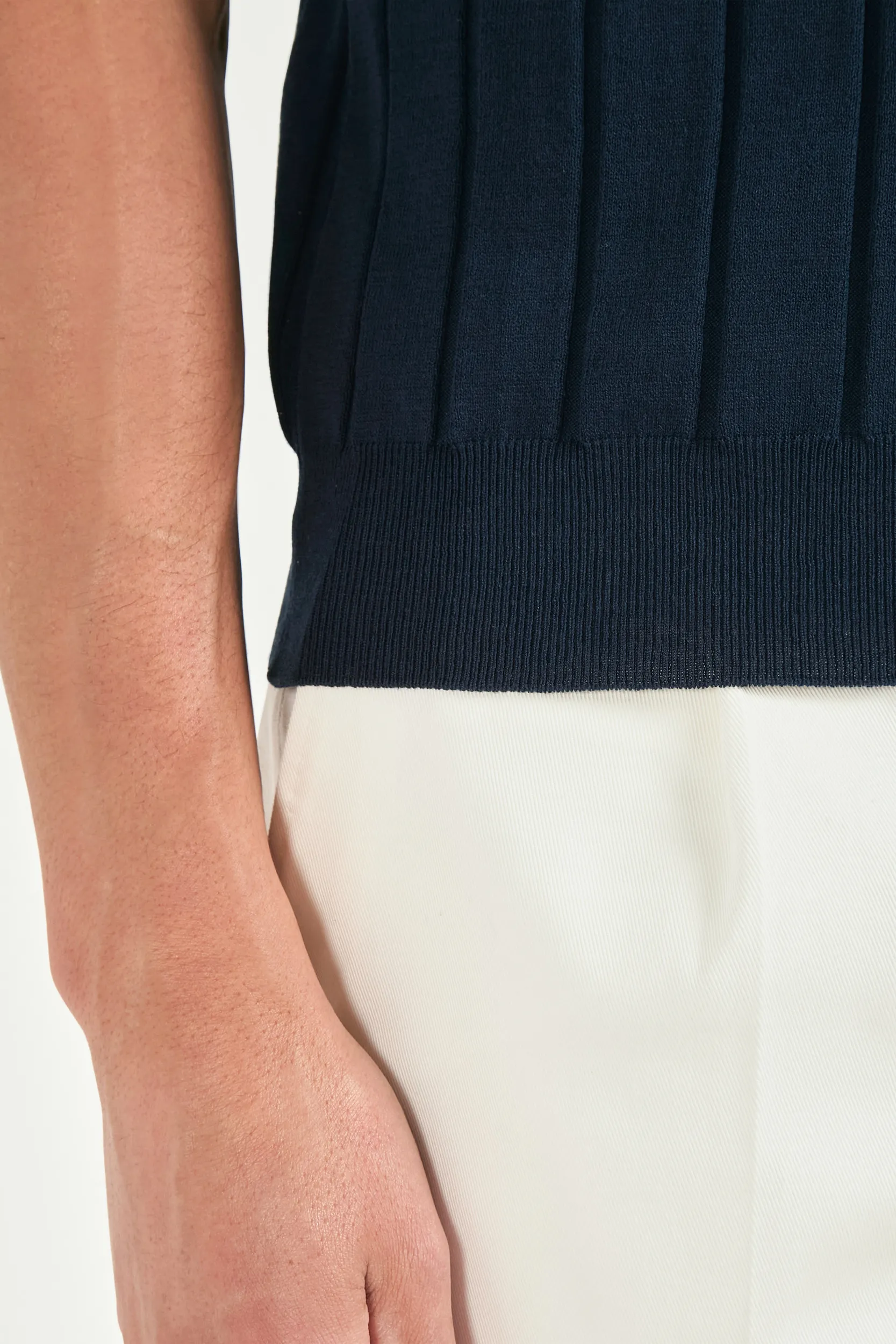 Blue ribbed polo - Made in Italy - Image 4