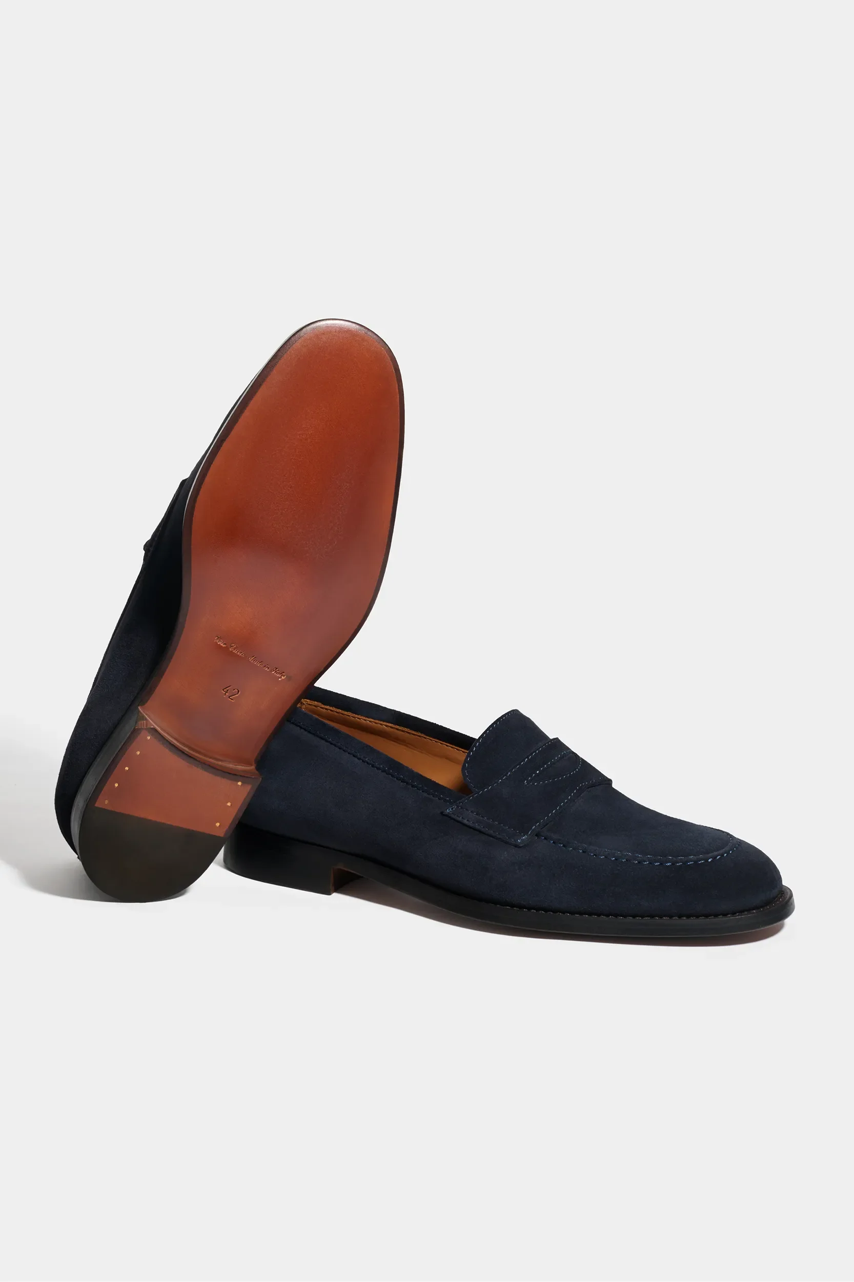 Blue suede penny loafers - Made in Italy - Image 3