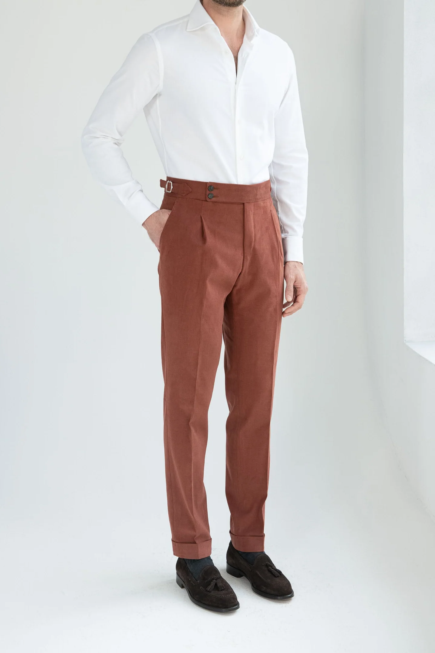 Brick cotton trousers "Soragna Capsule Collection" - Made in Italy - Image 3