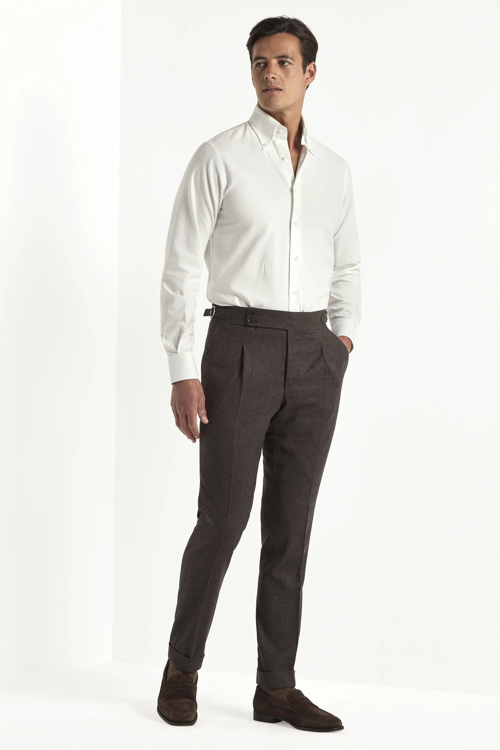 Brown flannel Soragna trousers - Made in Italy - Image 3