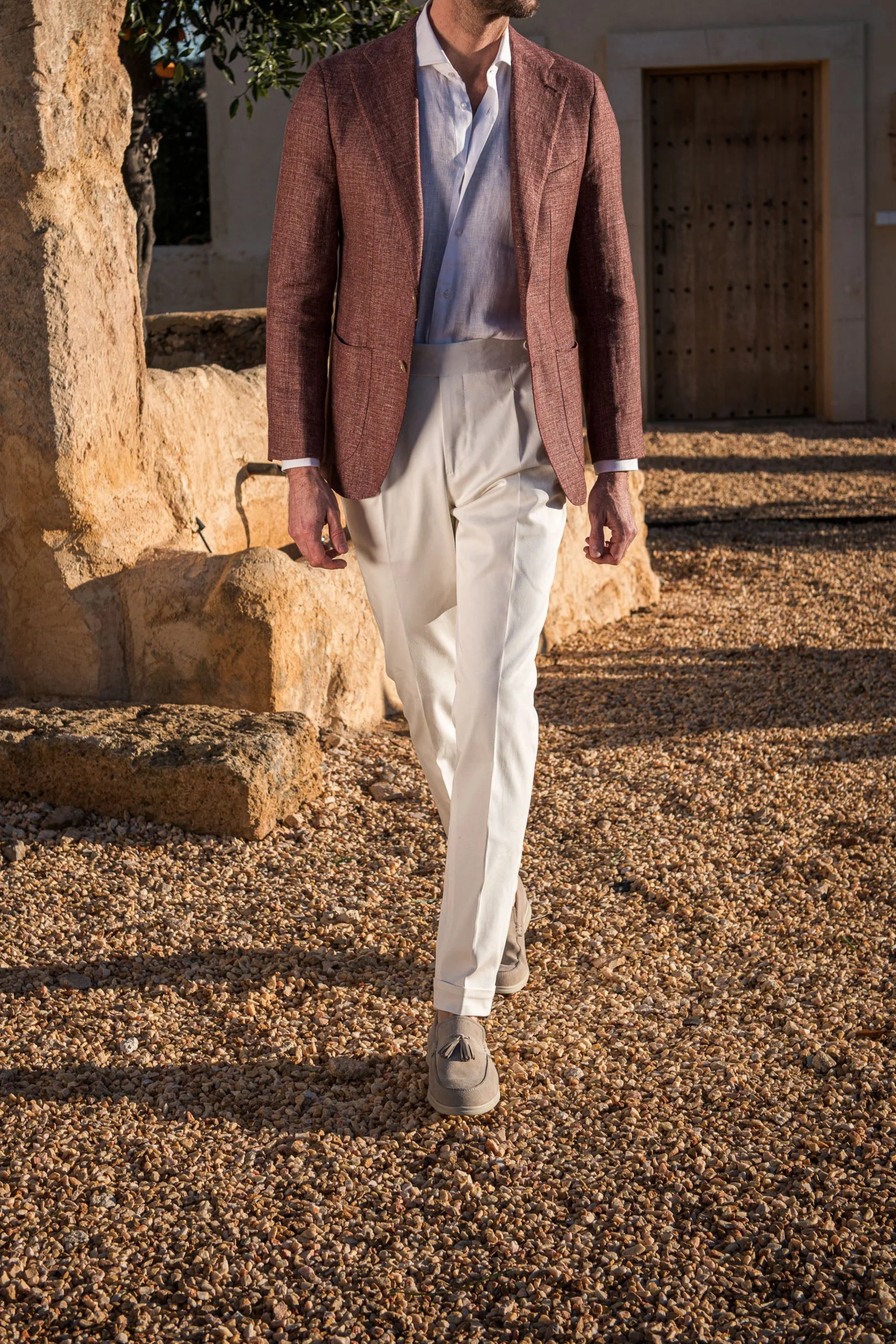 Burgundy linen and wool jacket - Made in Italy - Image 3