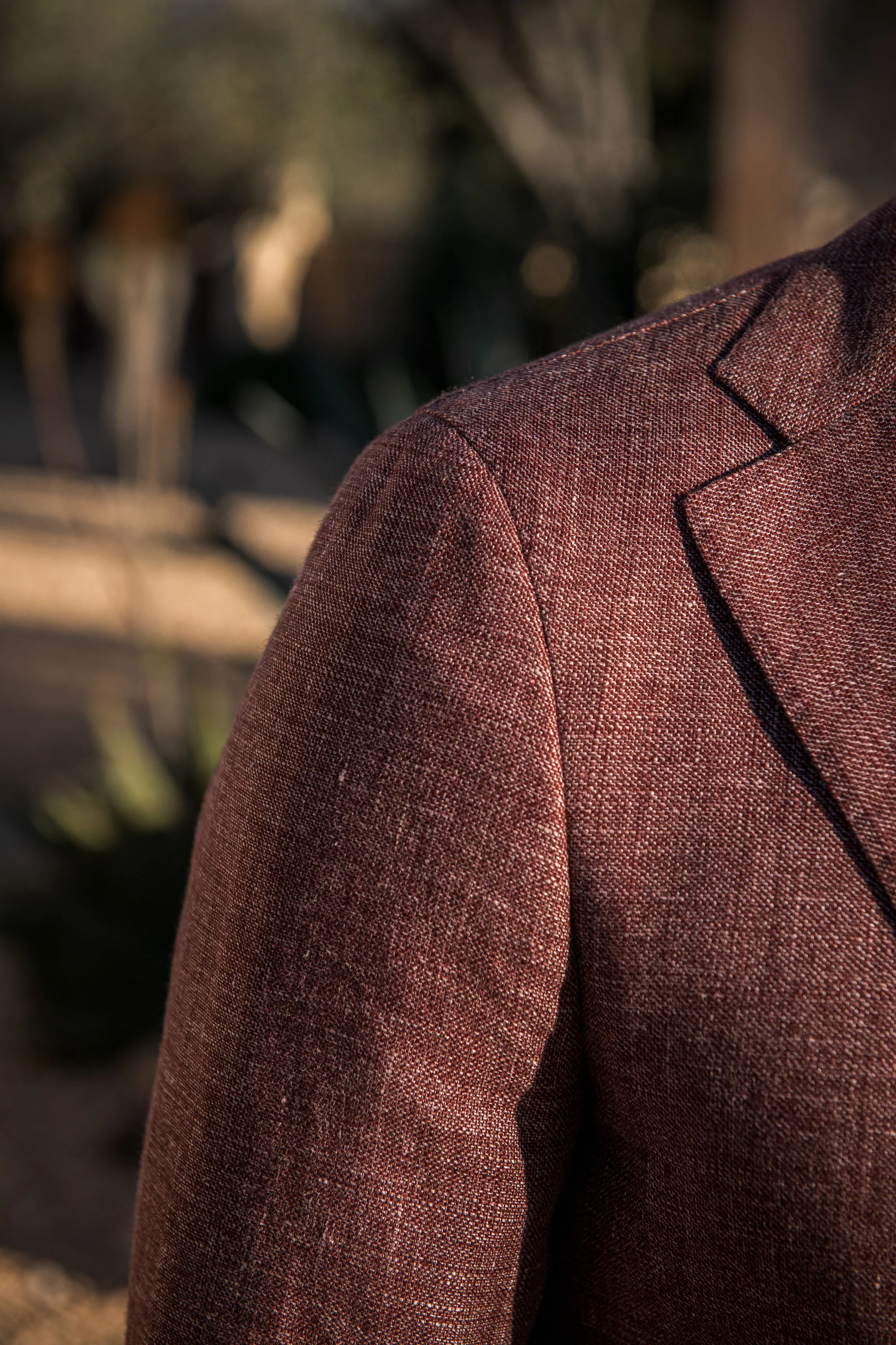 Burgundy linen and wool jacket - Made in Italy - Image 5