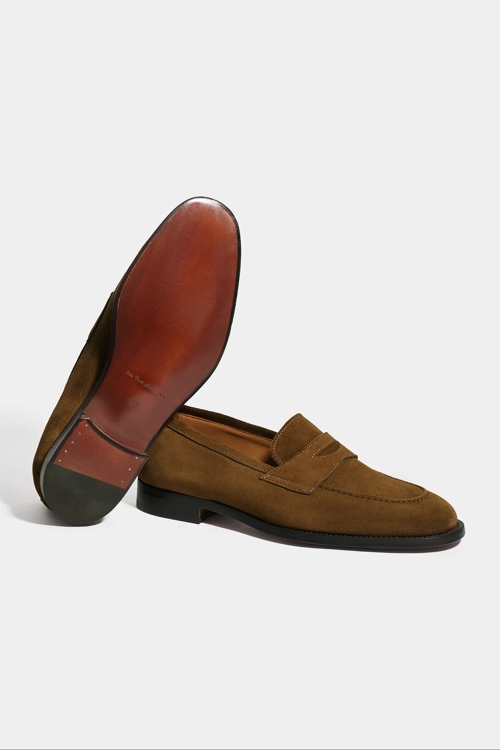 Cognac suede penny loafers - Made in Italy - Image 3