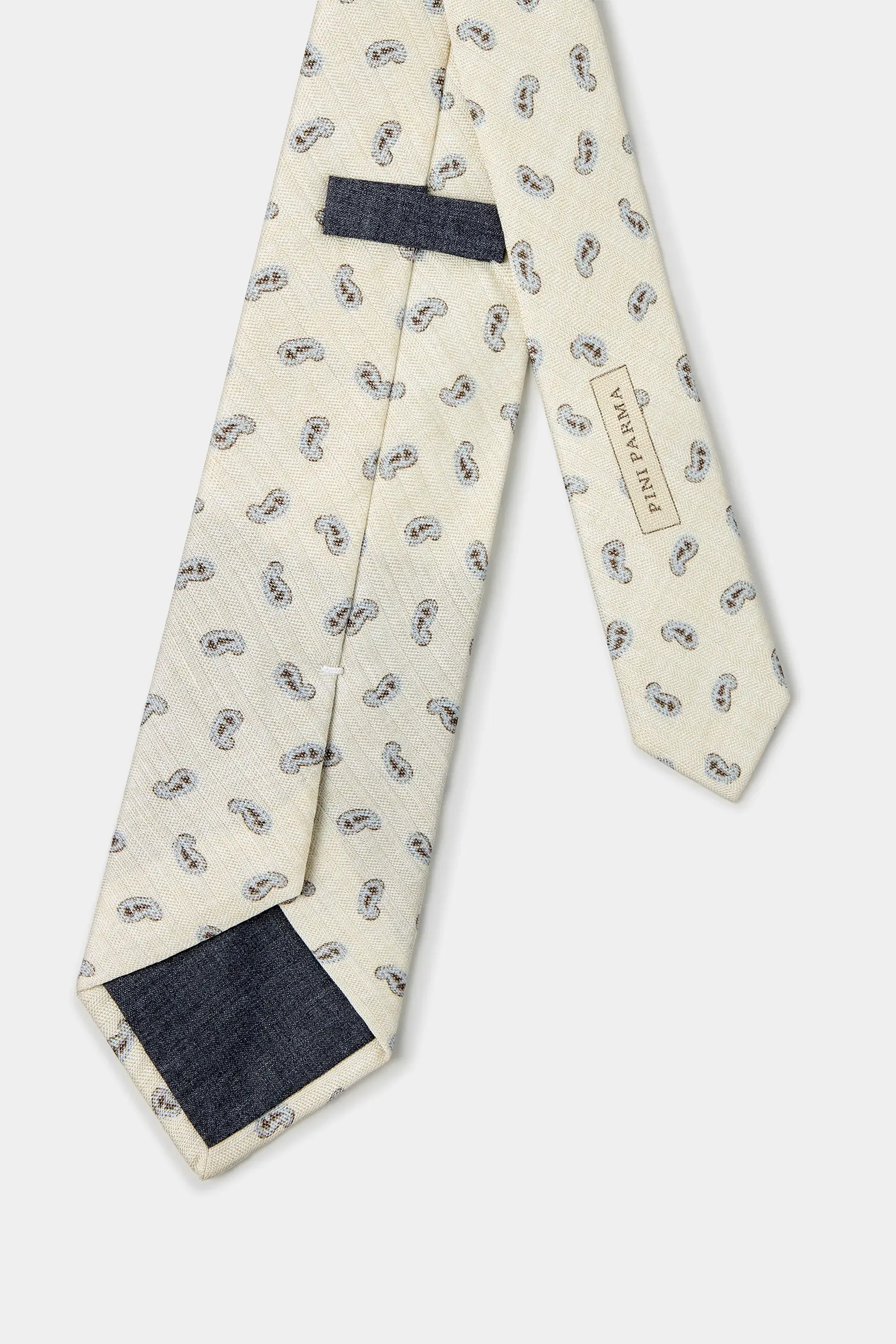 Cream paisley tie - Made in Italy - Image 3