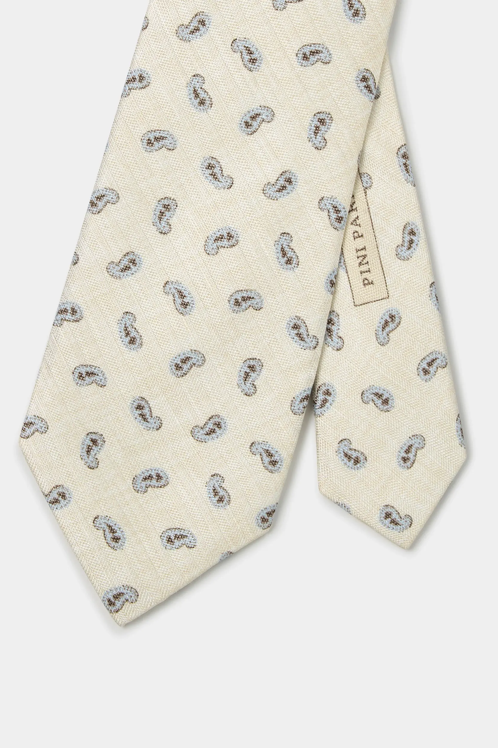 Cream paisley tie - Made in Italy - Image 4