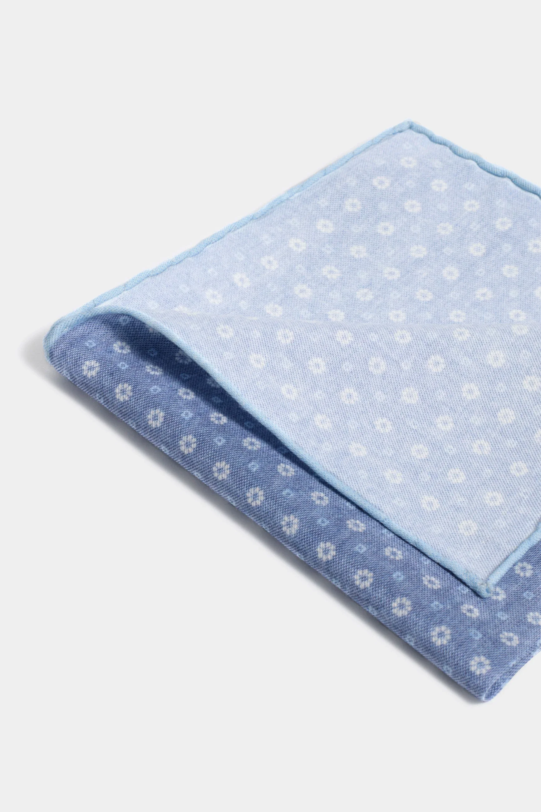 Denim blue fancy pocket square - Made in Italy - Image 3