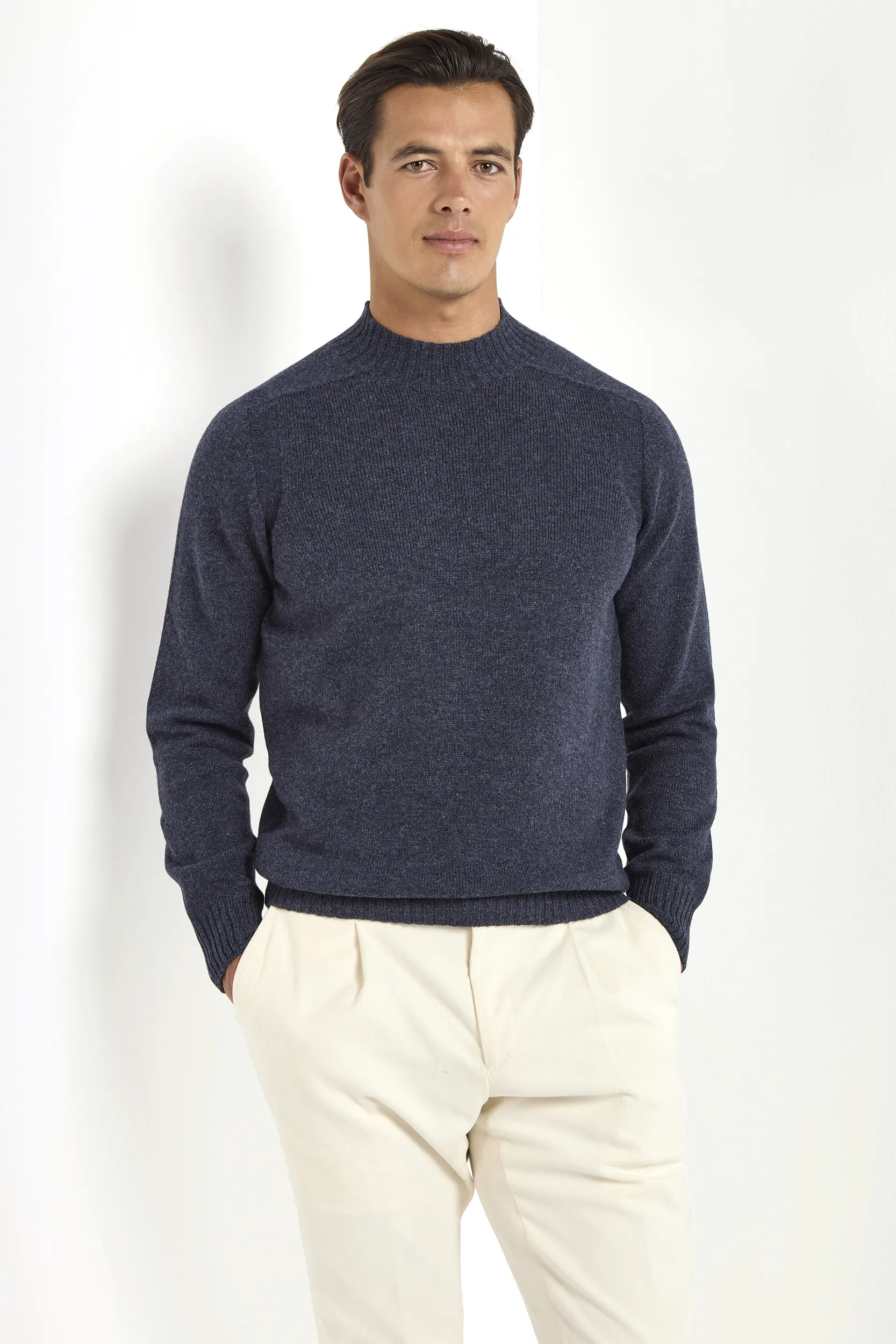 Denim blue mock neck - Made in Italy - Image 2